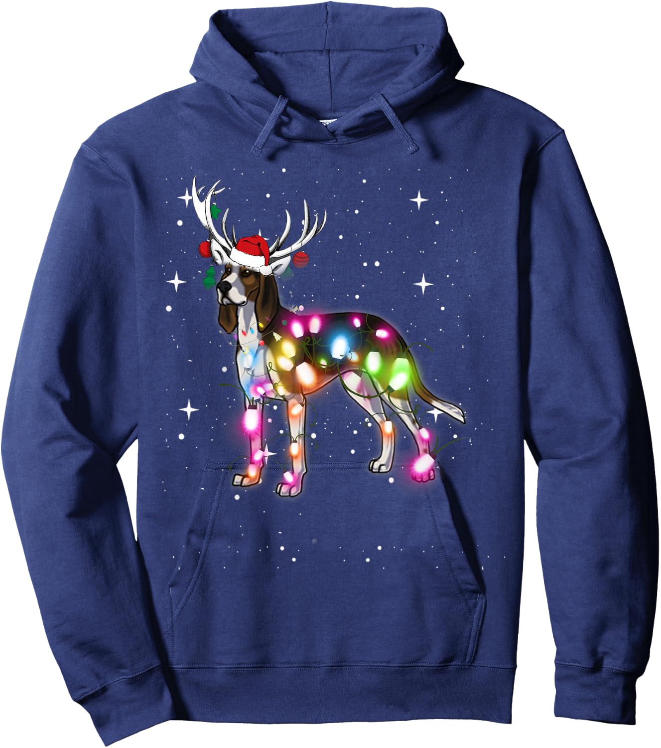 Treeing Walker Coonhound Christmas Lights Pajama Funny Dog Women Kids Hoodie - Hoodie | Navy