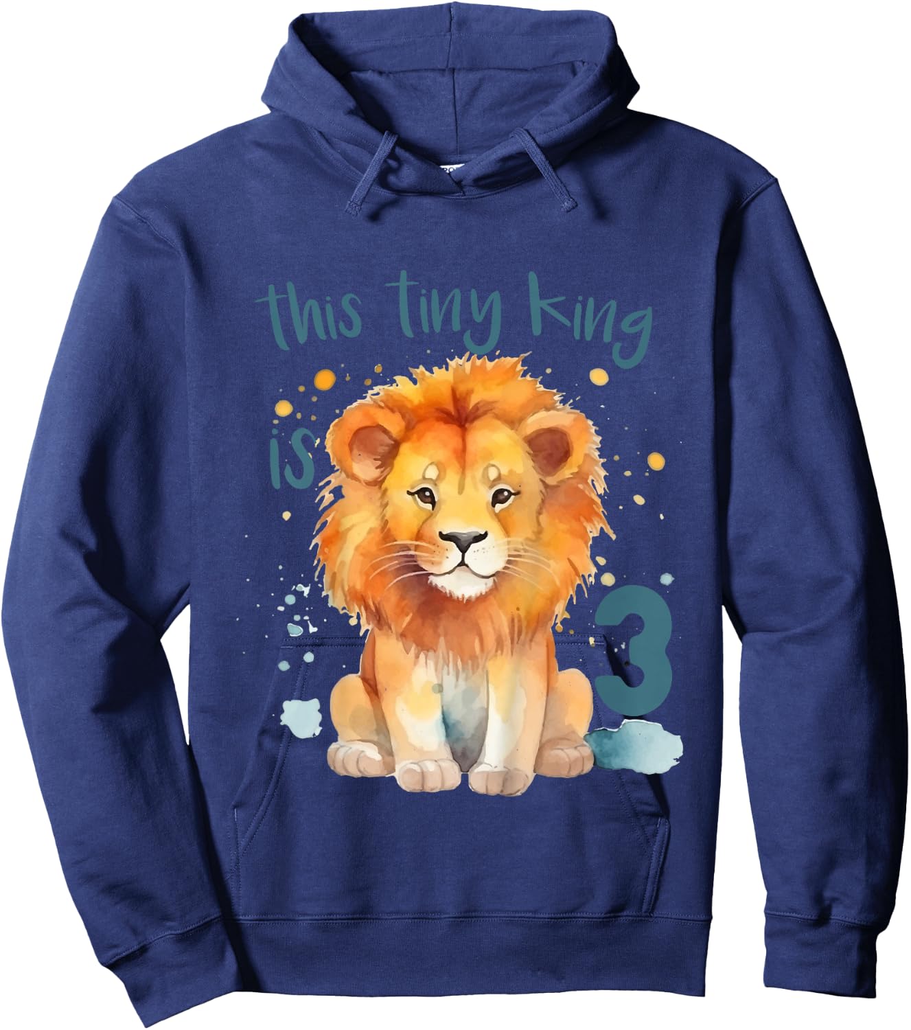 Kids This Tiny King is 3 Year Old Birthday Boy 3rd Birthday Lion Hoodie - Hoodie | Navy