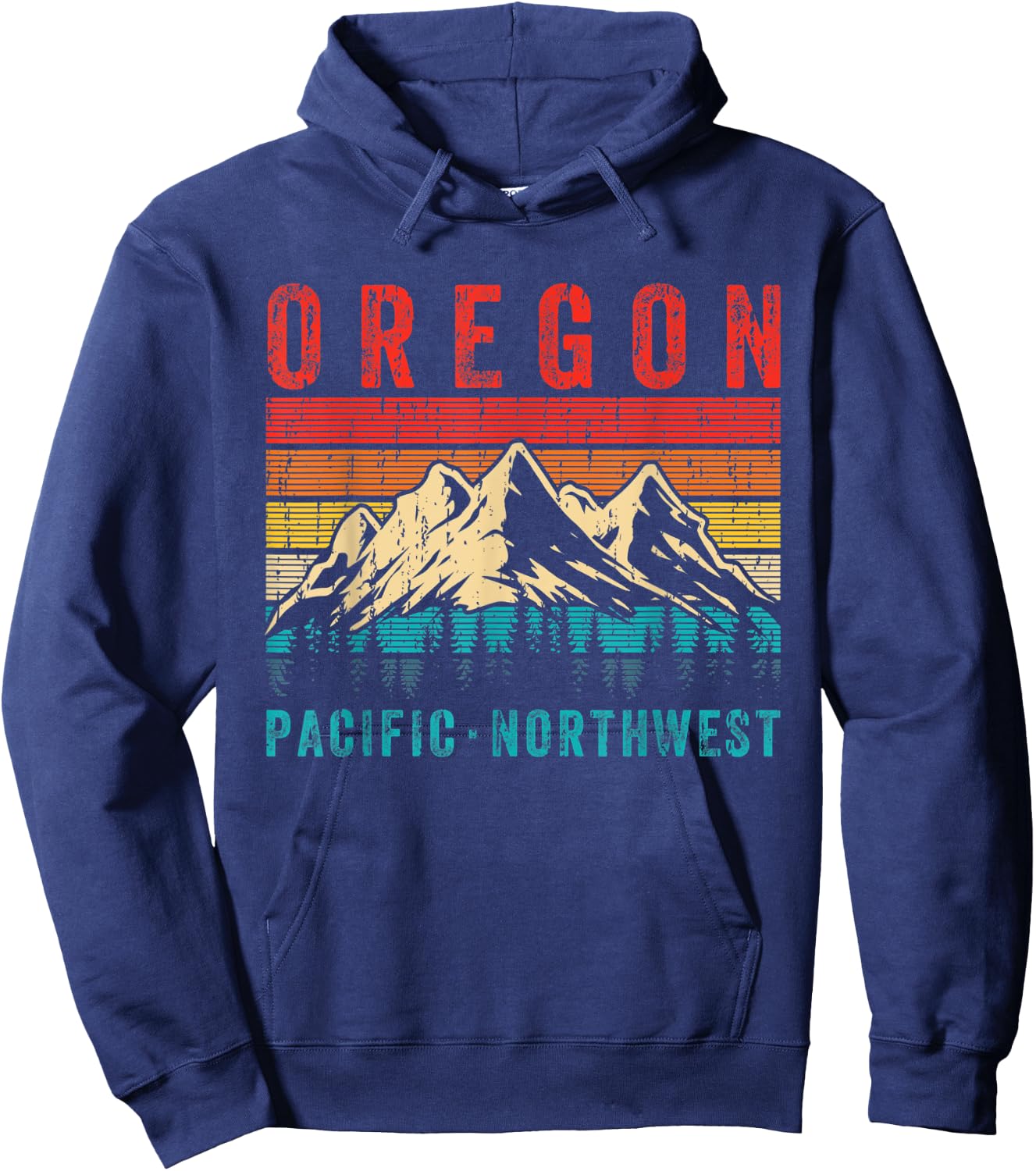 Oregon Pacific Northwest Vintage Retro Hiking Mountains Hike Hoodie - Hoodie | Navy