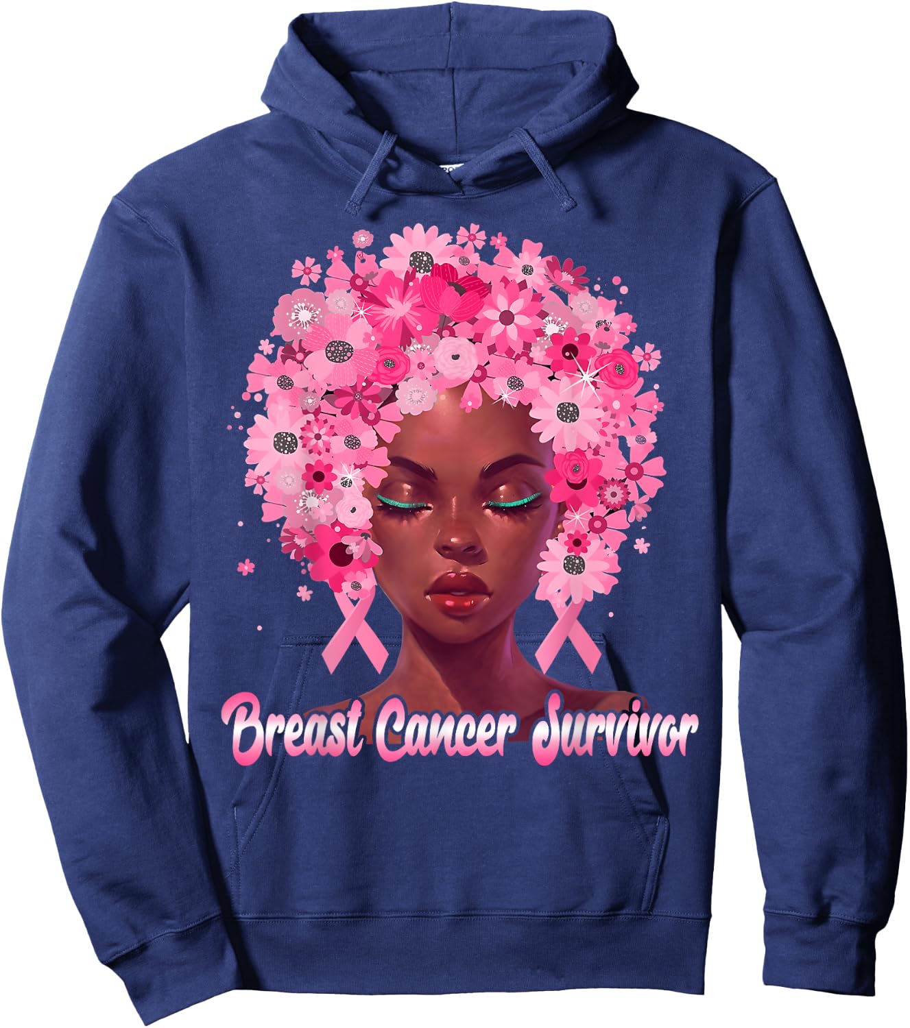 Strong Black Queen Survivor Breast Cancer Awareness Month Hoodie - Hoodie | Navy