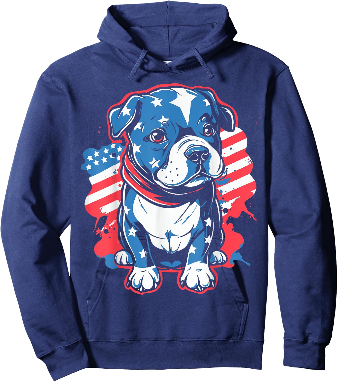 Patriotic Pitbull Puppy | 4th July American Pitbull Dog Dad Men Hoodie - Hoodie | Navy