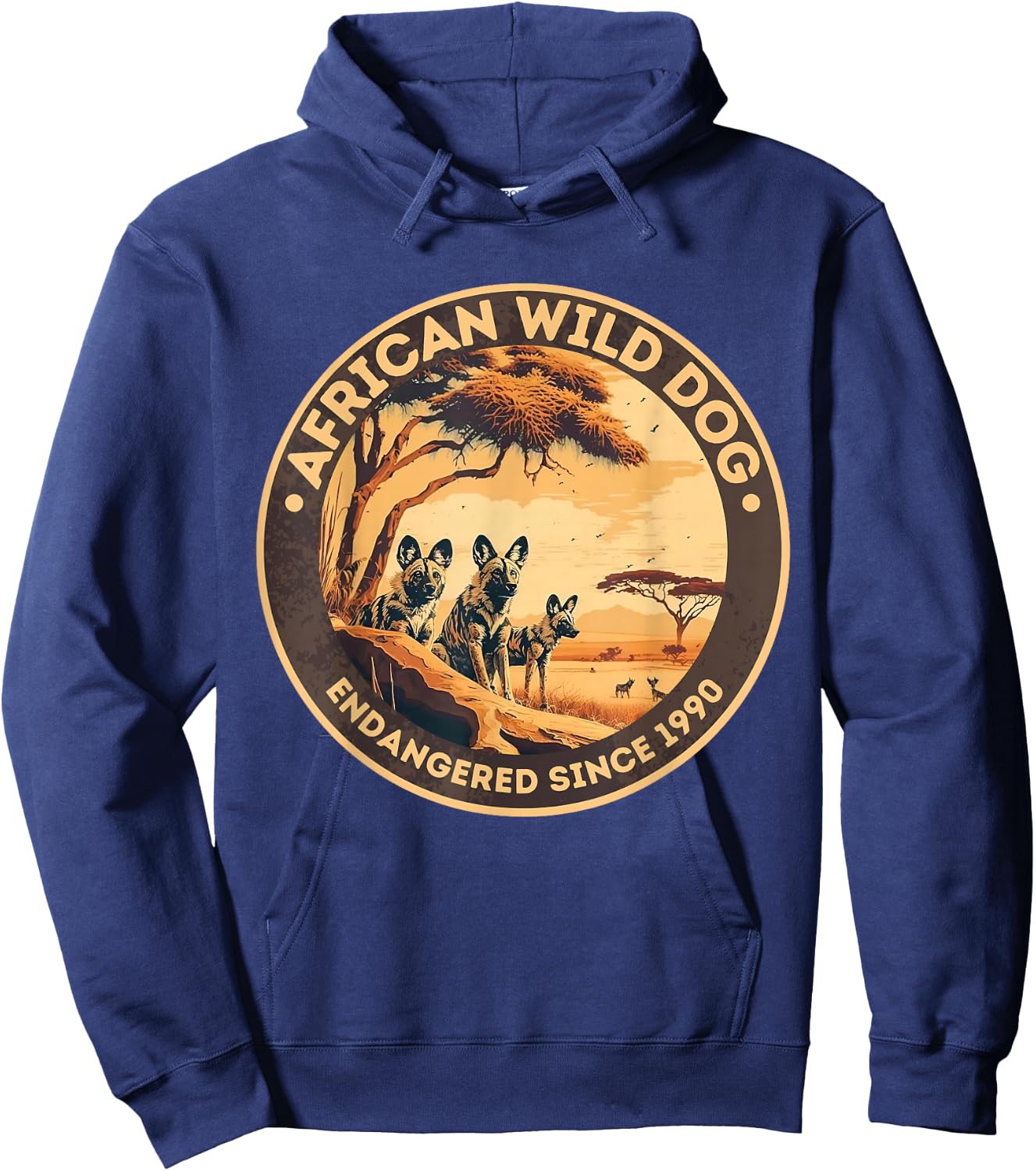 African Wild Dog Endangered Species Men Women Hoodie - Hoodie | Navy