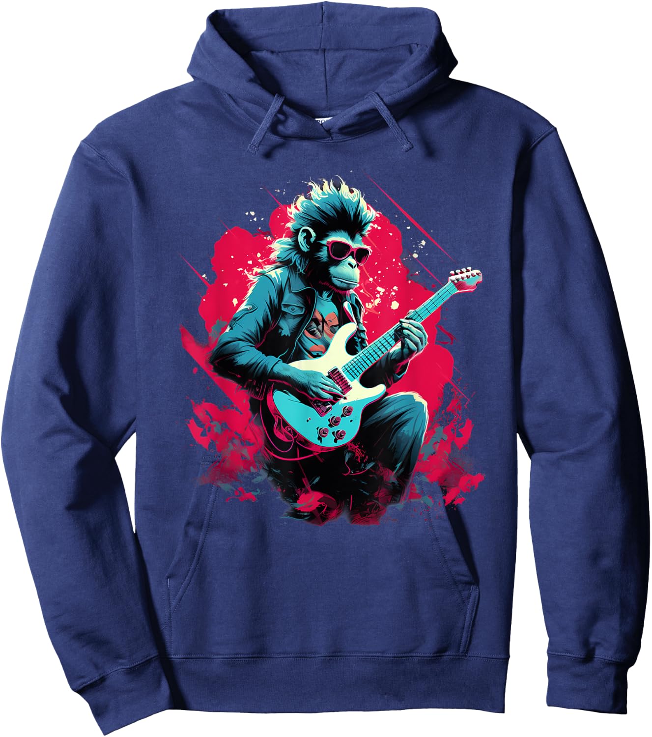 Punk Rock Guitar Monkey Guitarist Hoodie - Hoodie | Navy