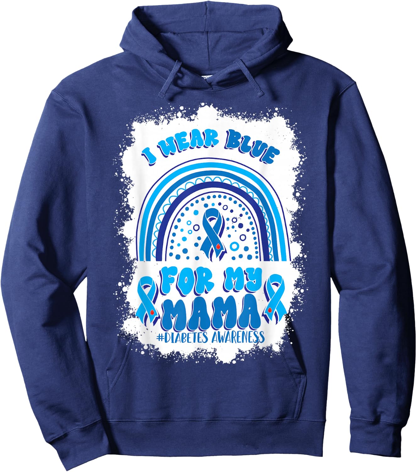 I Wear Blue For My Mama Support Diabetes Awareness Hoodie - Hoodie | Navy