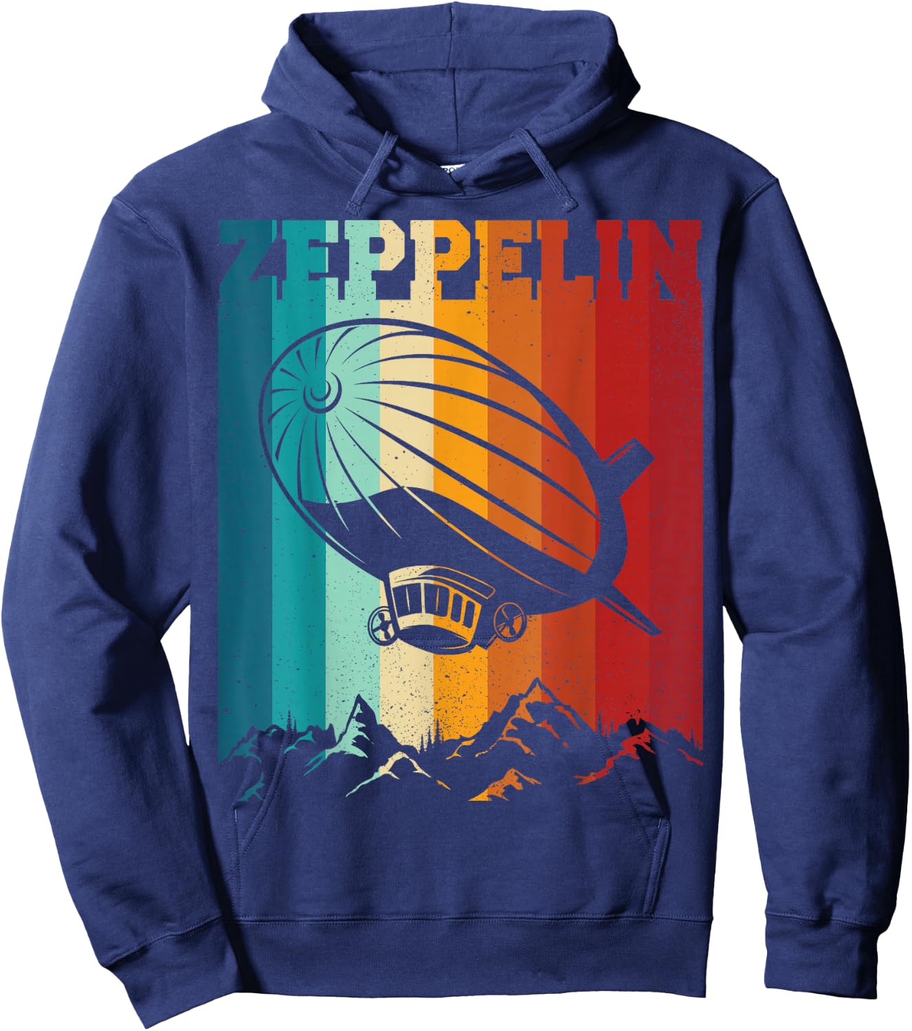 Dirigible Airship Retro Zeppelin 70s 80s Zepelin Zepplin Hoodie - Hoodie | Navy