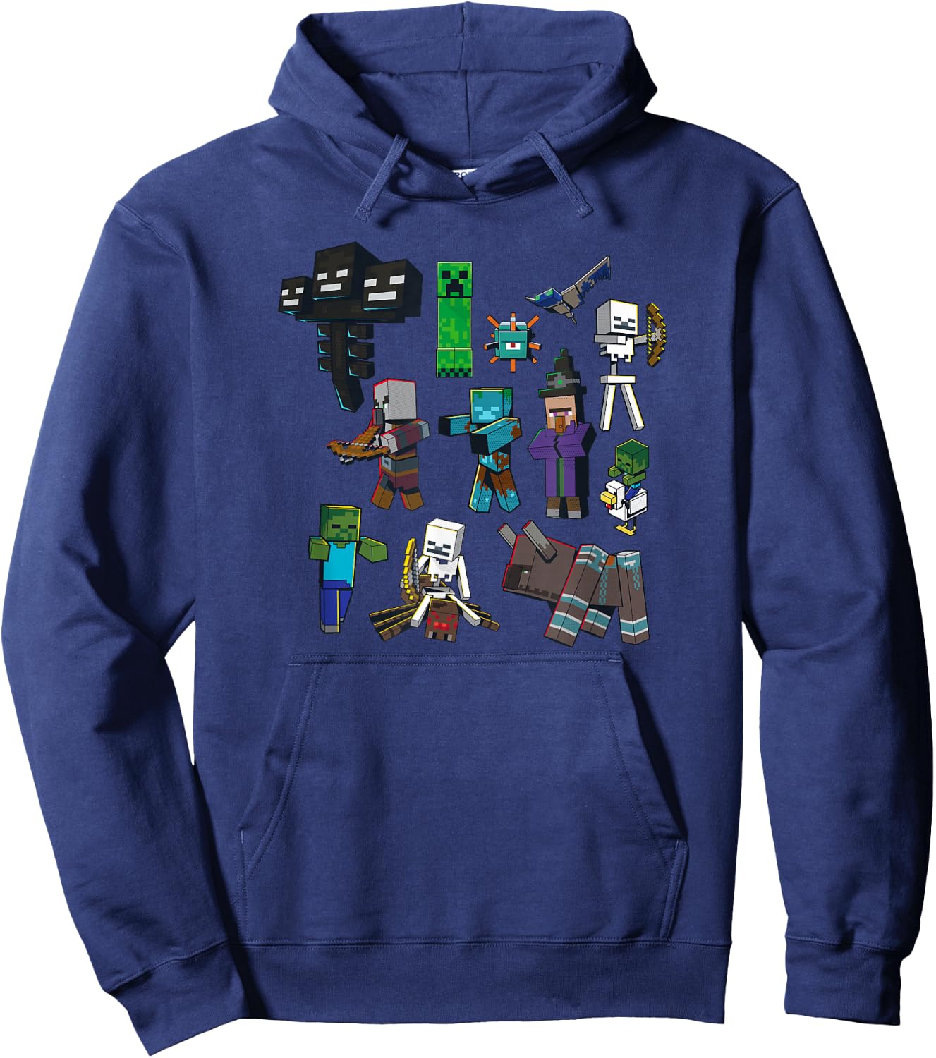 Minecraft Hostile Mobs Grid Poster Hoodie - Hoodie | Navy