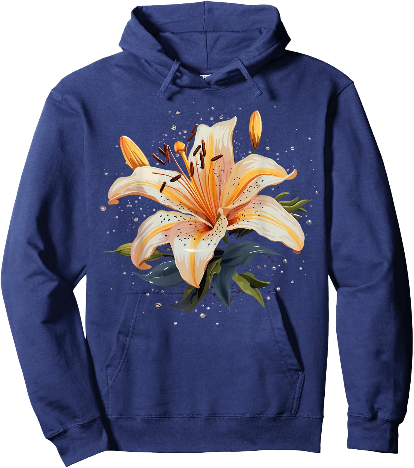 Shattered Lily flower with Lily petals Hoodie - Hoodie | Navy
