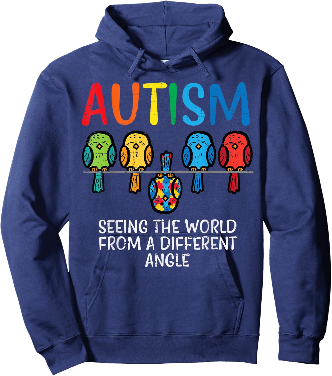 Seeing World From Different Angle Autism Awareness Owl Kids Hoodie - Hoodie | Navy