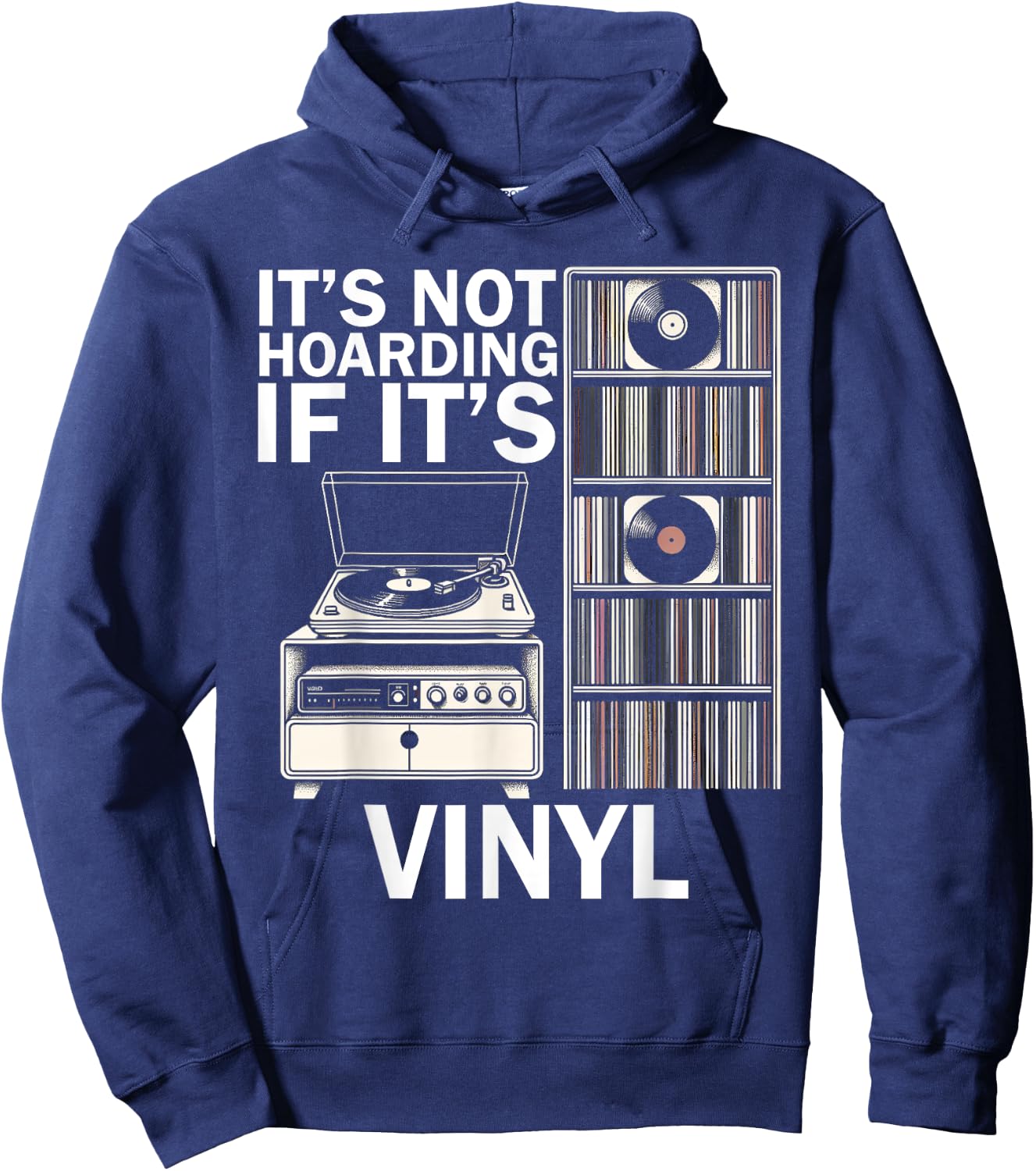 Retro Vinyl Records Player Lover Vinyl Record Music Hoarding Hoodie - Hoodie | Navy