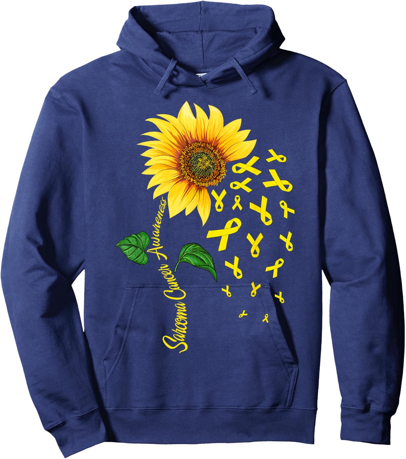 Sunflower Yellow Ribbon Sarcoma Cancer Awareness Day Fighter Hoodie - Hoodie | Navy