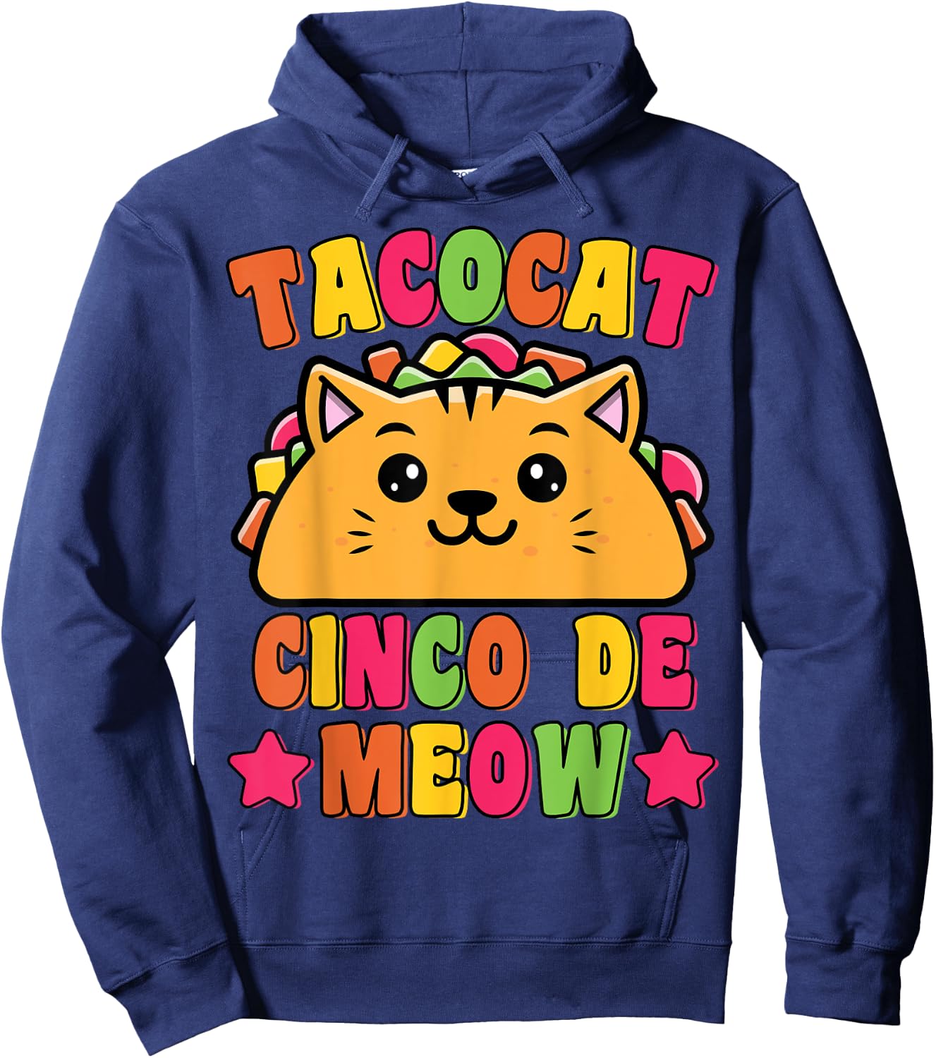 Funny Taco Cat Pun Tacocat Cute Taco Lover Cinco De Meow Men Women Kids Hoodie - Hoodie | Navy