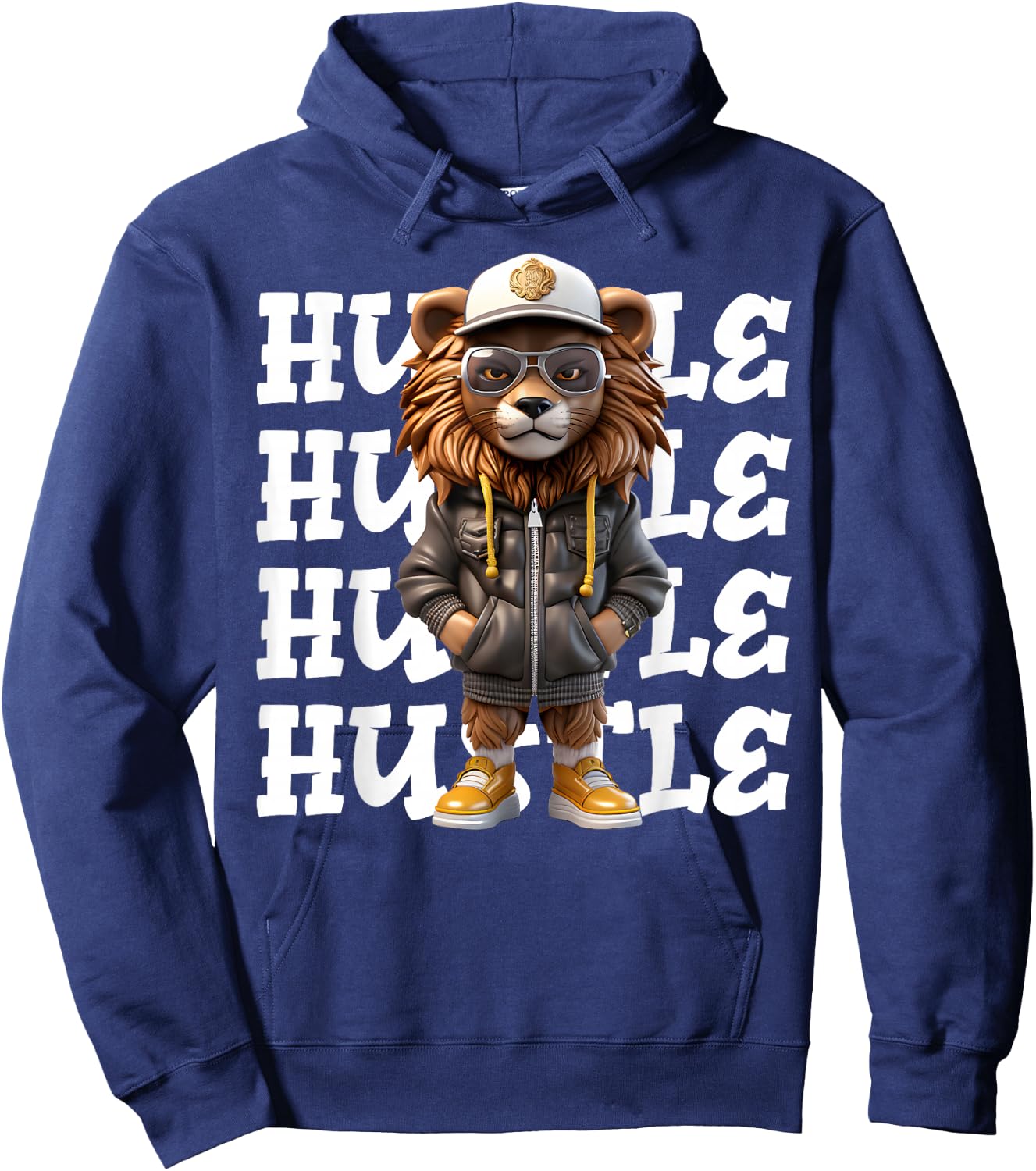 Hip Hop Lion Hustle Money Urban Drip Streetwear Black King Hoodie - Hoodie | Navy