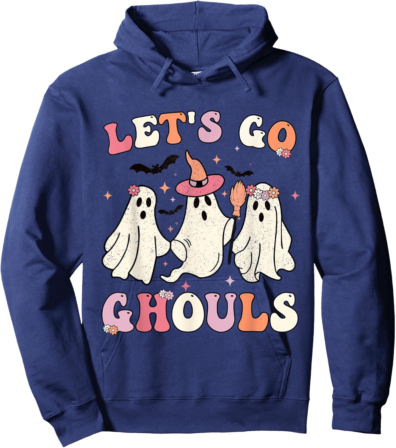 Retro Groovy Let's Go Ghouls Halloween Ghost Outfit Costumes Hoodie - Hoodie | Navy