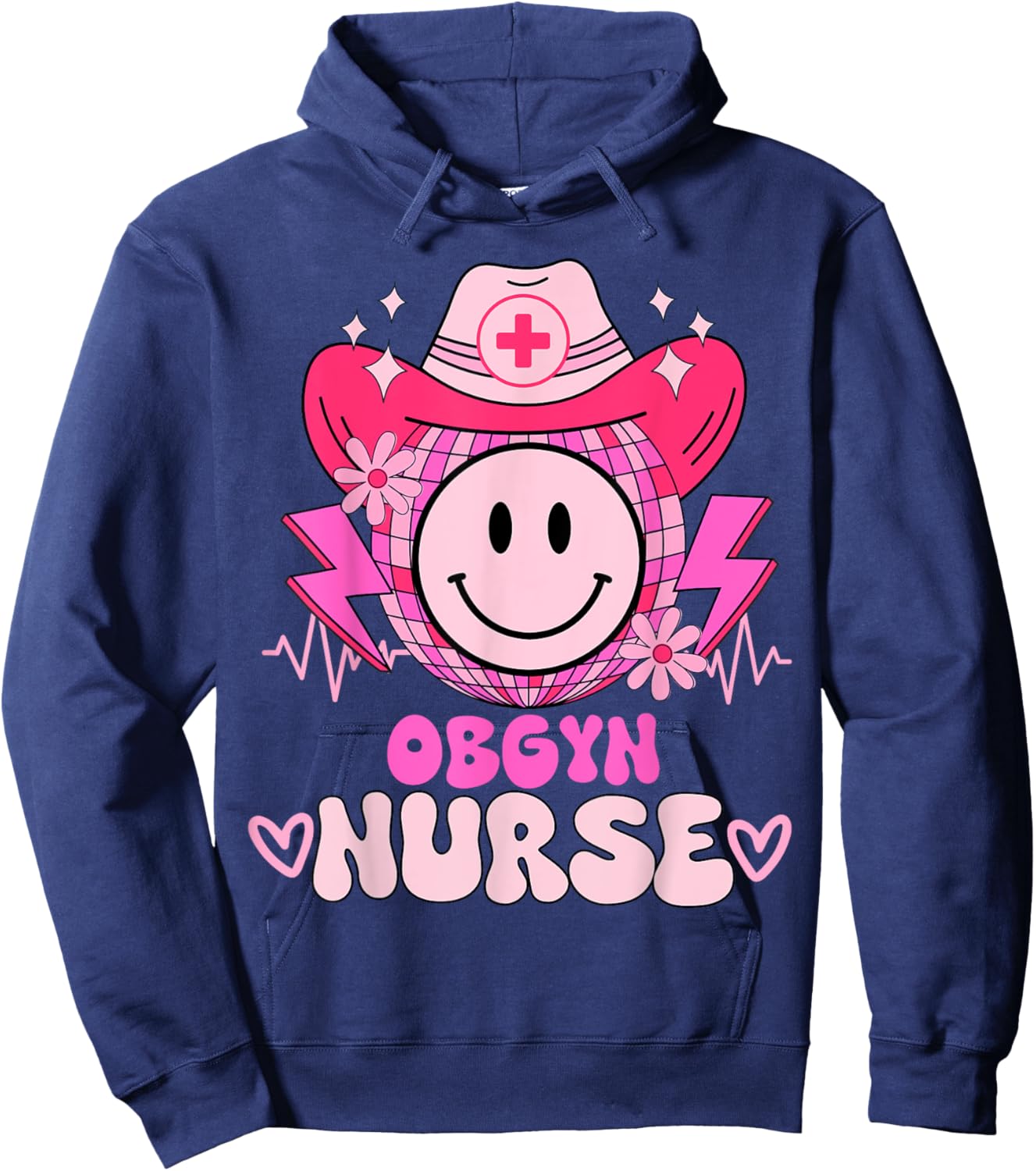 Cute medical retro stethoscope RN country OBGYN nurse Hoodie - Hoodie | Navy