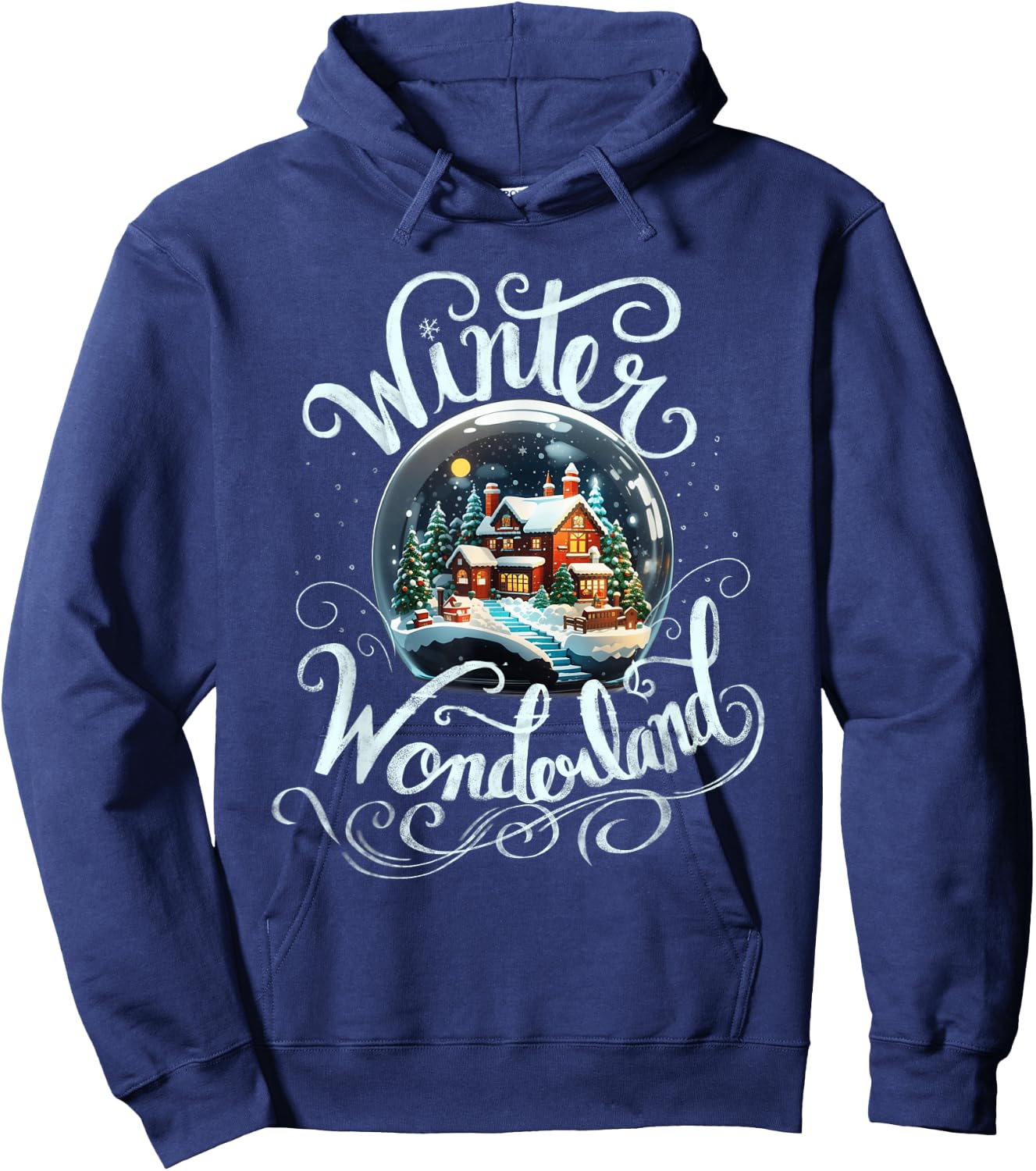 Winter Wonderland Snow Glob Night House Merry Xmas Costume Hoodie - Hoodie | Navy