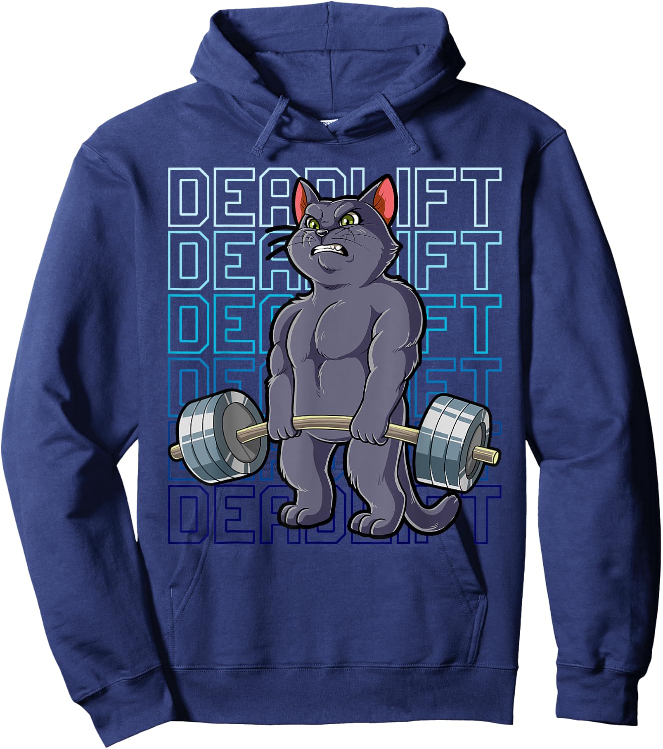 Cat Gym Weight Training Deadlift Men Women Hoodie - Hoodie | Navy