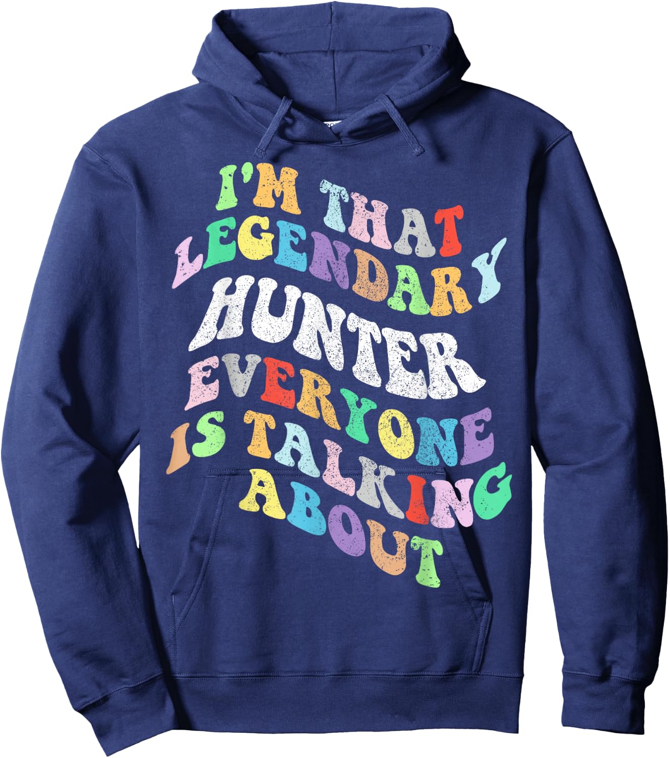 Retro Groovy Hunter Personal First Name Funny Mothers Day Hoodie - Hoodie | Navy