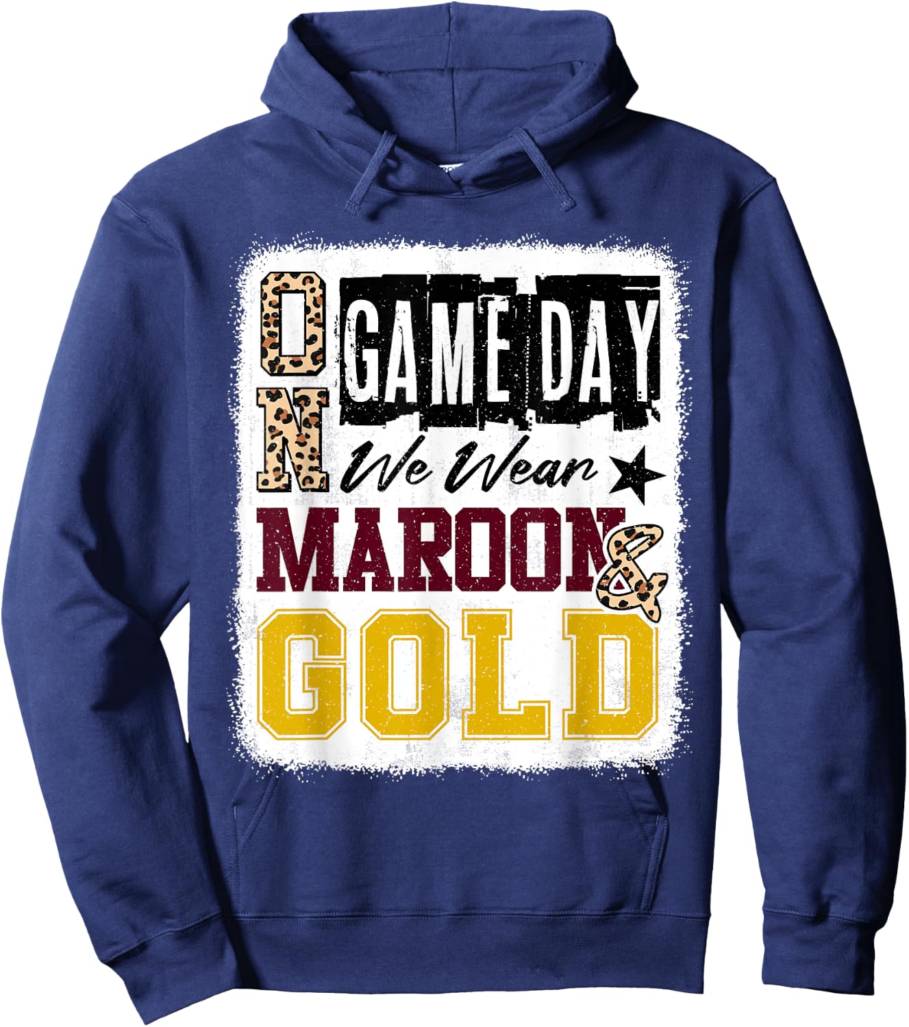 On Gameday Football We Wear Maroon And Gold School Spirit Hoodie - Hoodie | Navy