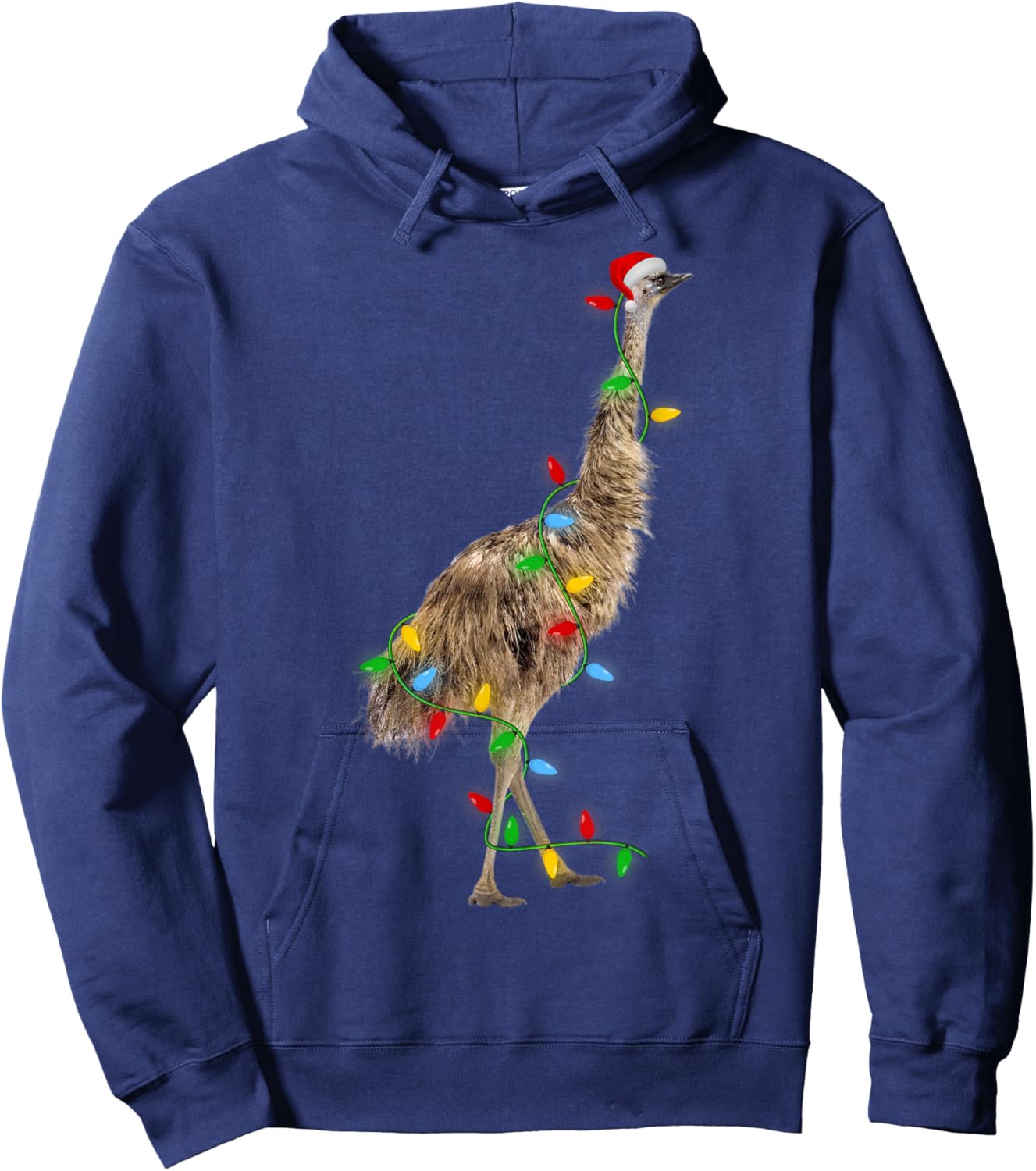 Emu Bird Xmas Lighting Holiday Santa Emu Christmas Hoodie - Hoodie | Navy
