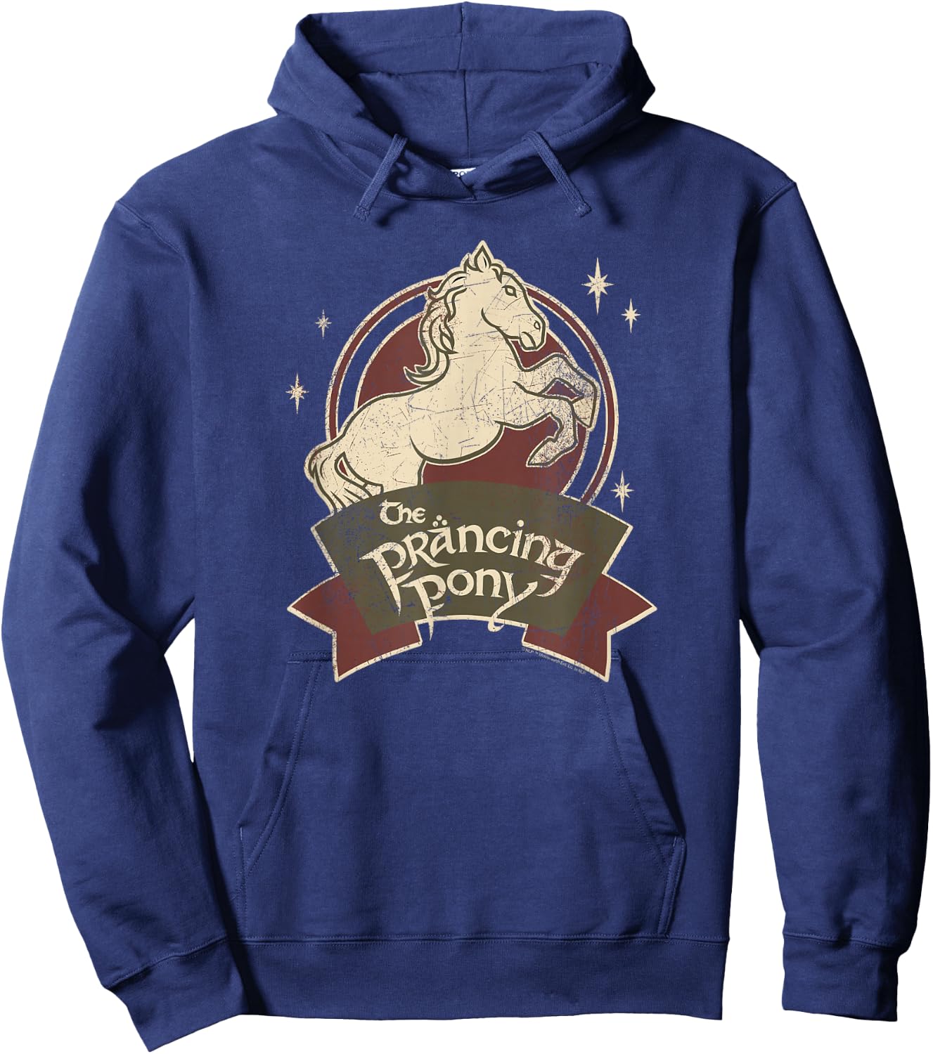 The Lord Of The Rings -Adults , Black, Small, Short Sleeve, Regular Fit, Modern, The Prancing Pony Bree Logo Hoodie - Hoodie | Navy