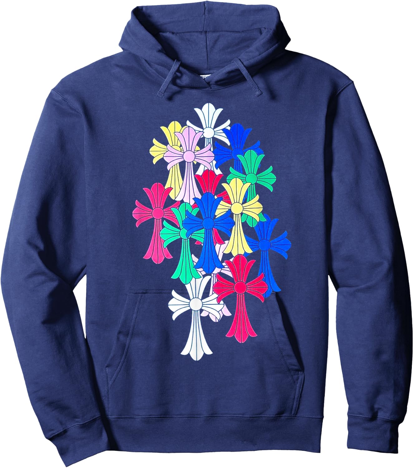 Hearts Multicolor Cross Cemetery Hoodie - Hoodie | Navy