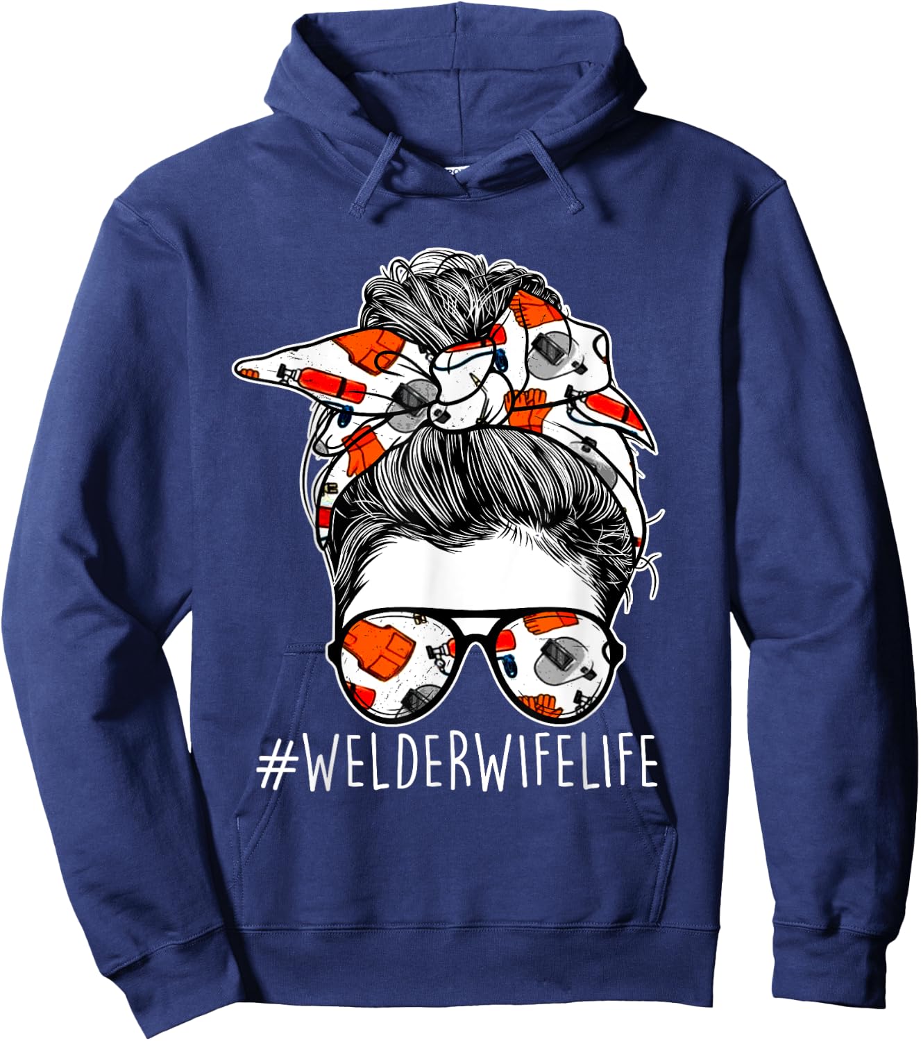 Welder Wife Life - Women Welding Steel Worker Construction Hoodie - Hoodie | Navy