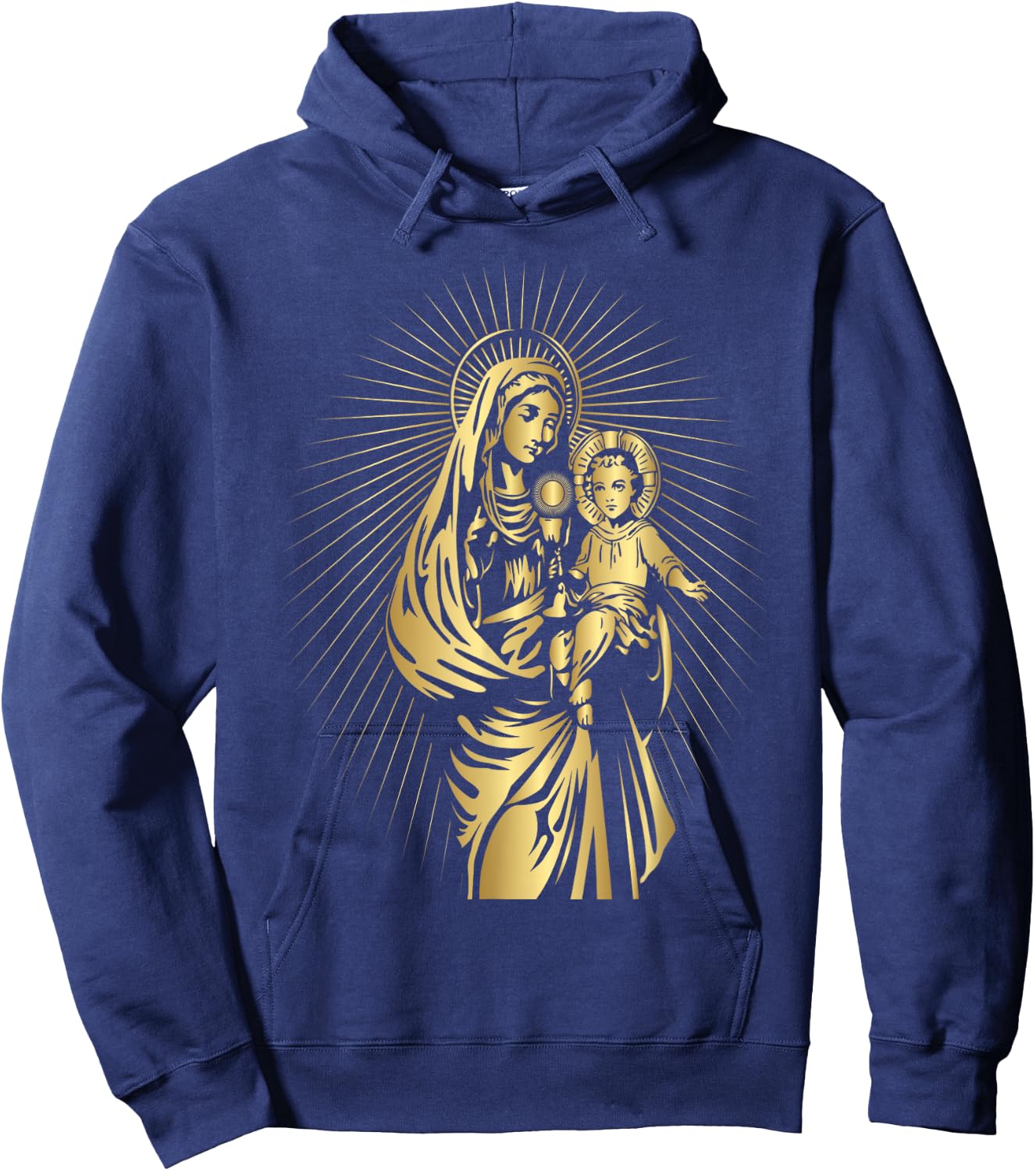 Holy Mother Mary Mother of Jesus Vintage Catholic Art Women Hoodie - Hoodie | Navy