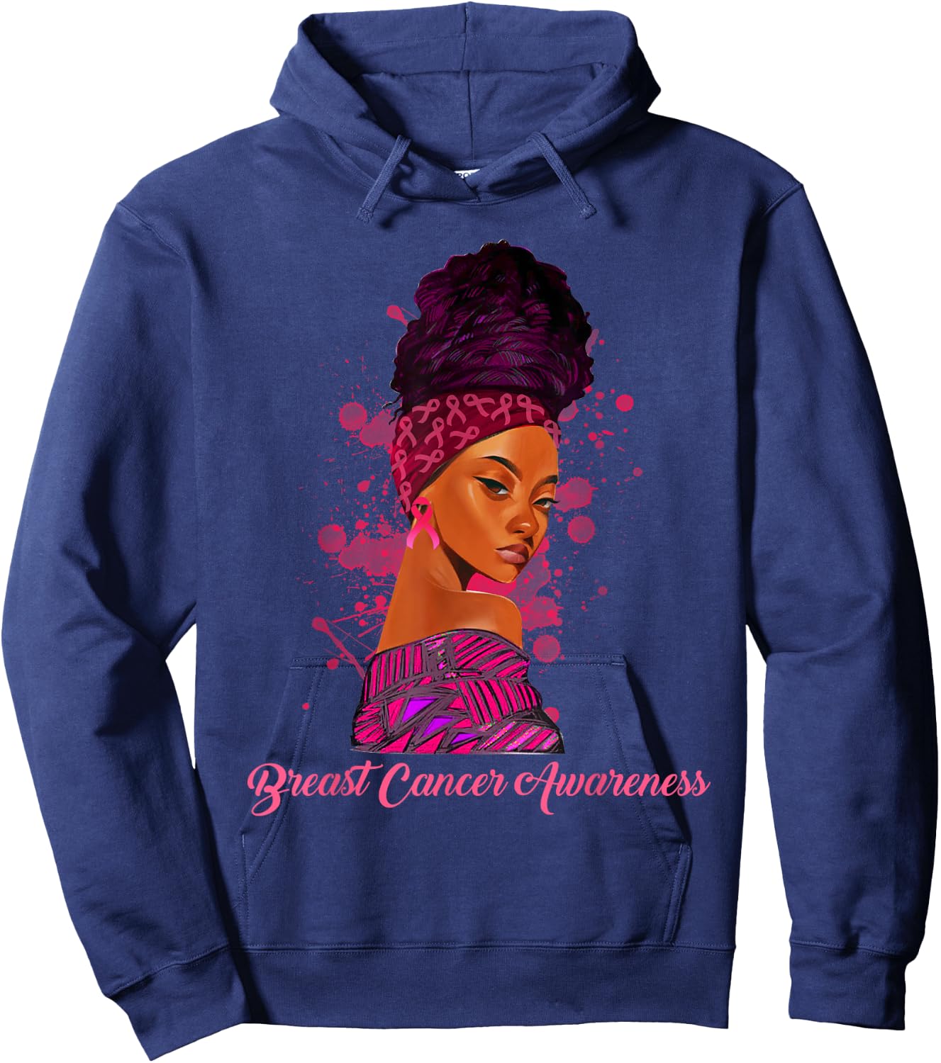African American Girl Breast Cancer Awareness Black Women Hoodie - Hoodie | Navy