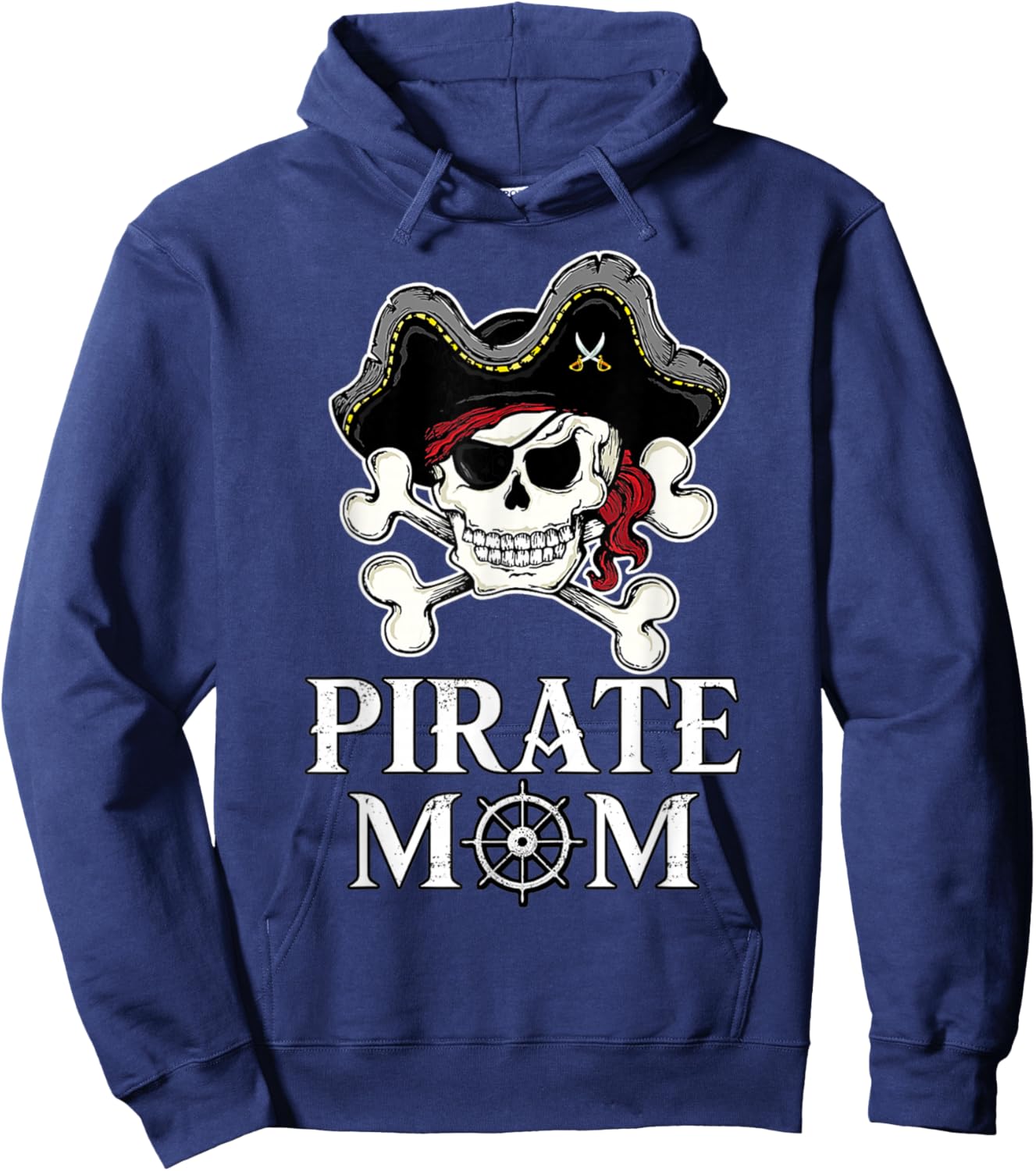 Pirate Mama Costume Jolly Roger Crossbones Funny Pirate Mom Hoodie - Hoodie | Navy