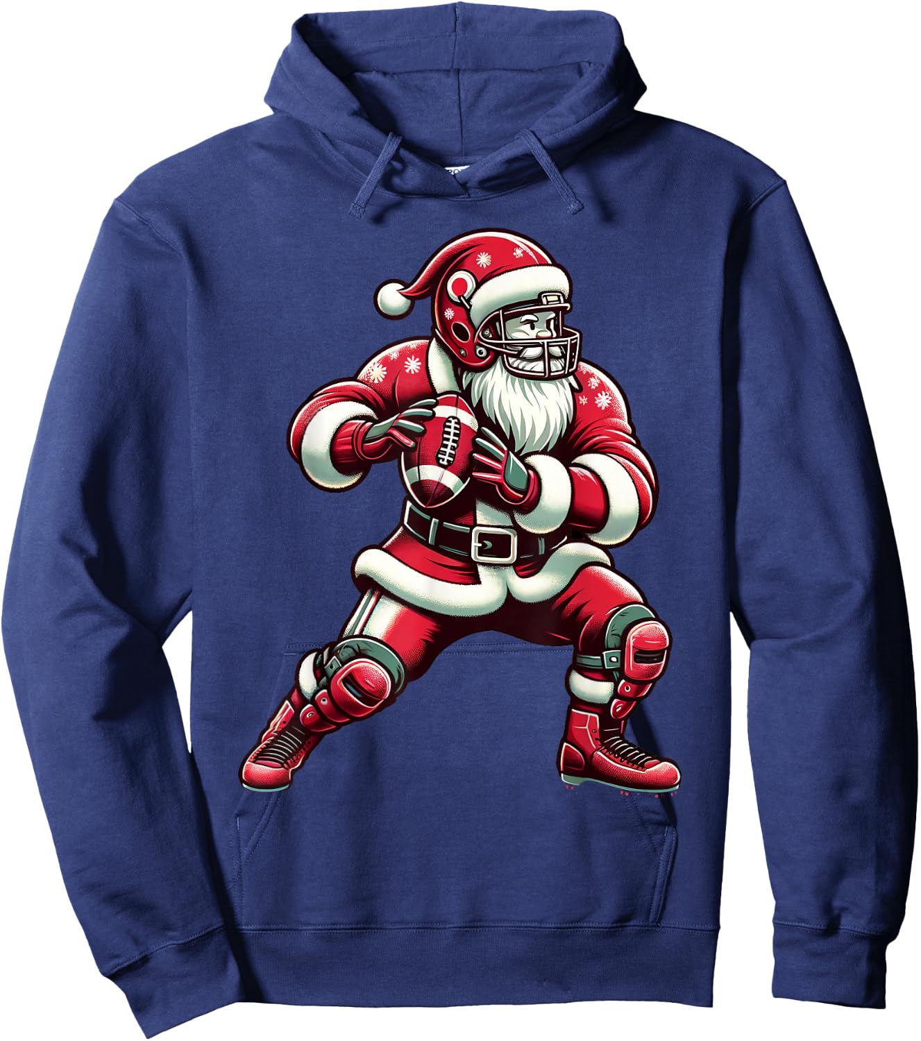 Santa Playing American Football Christmas Women Men Kids Hoodie - Hoodie | Navy