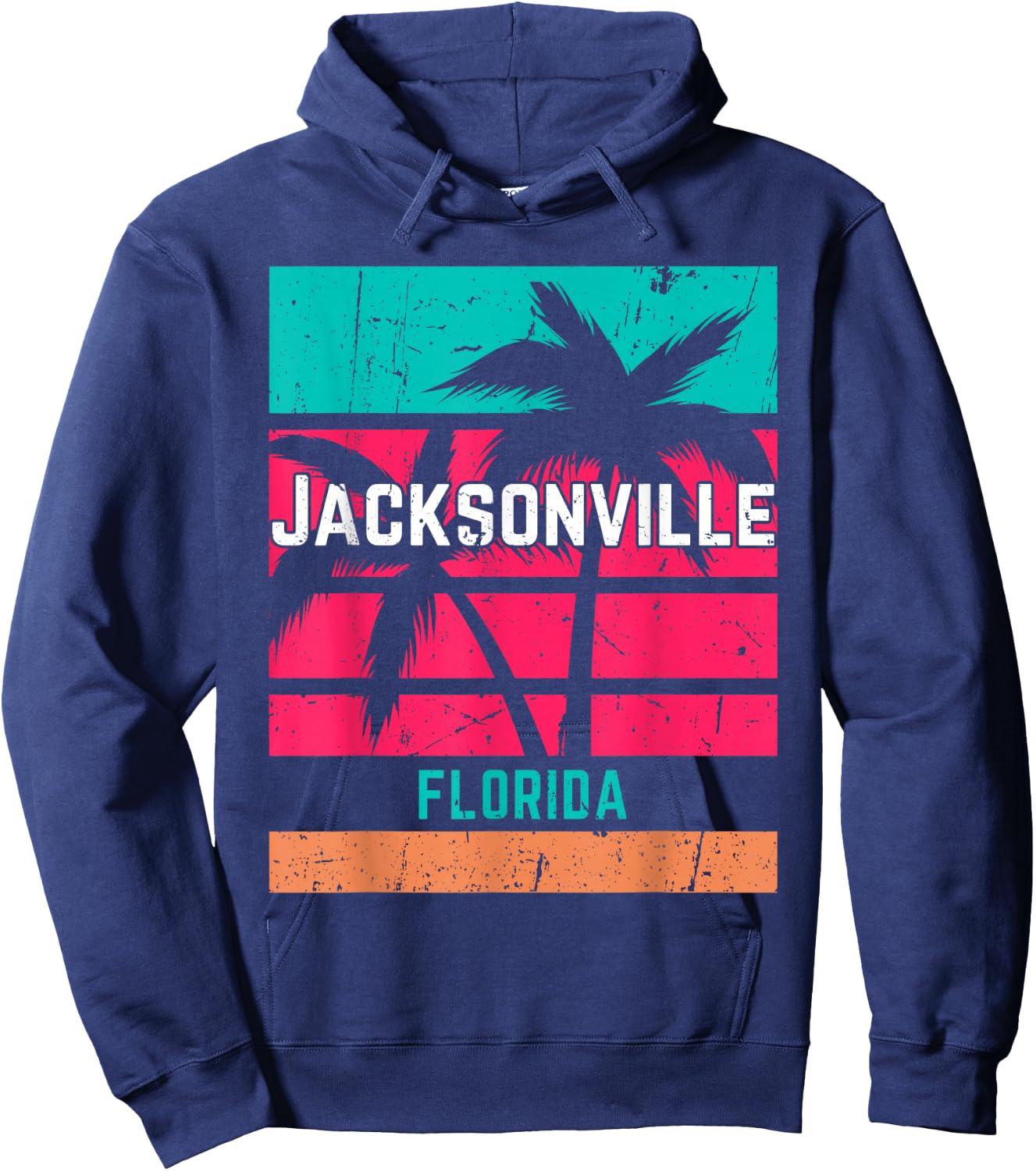 Jacksonville Florida Vacation Souvenir Surfing Vintage Hoodie - Hoodie | Navy