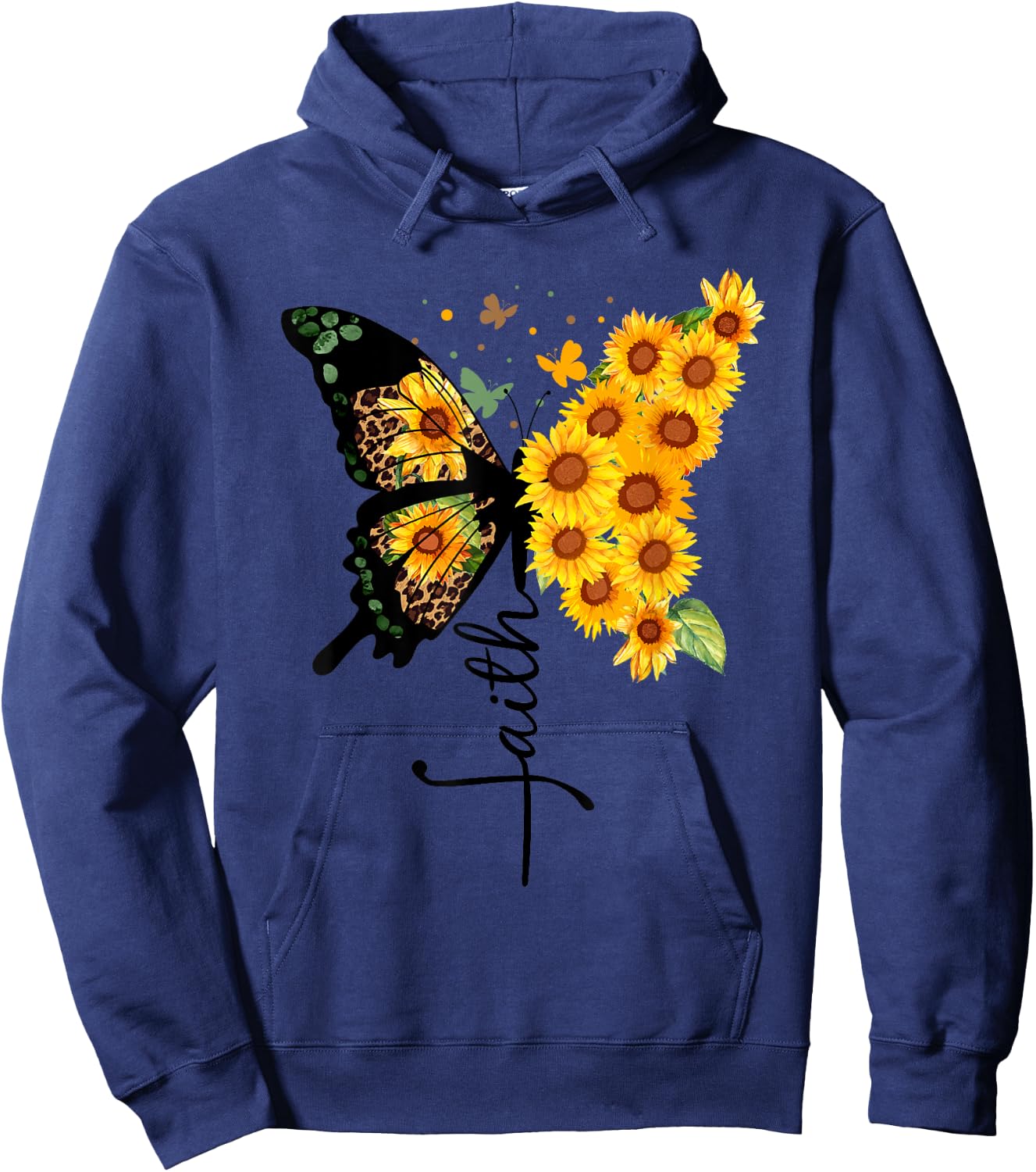 Butterfly Sunflower faith Nature Women Hoodie - Hoodie | Navy