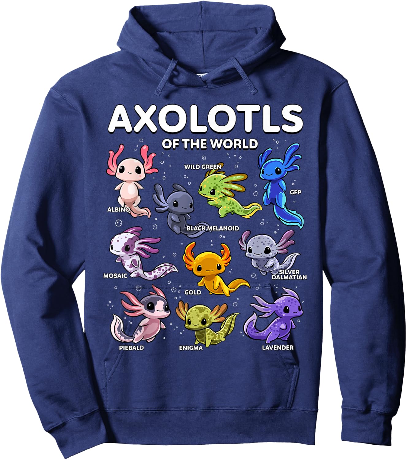 Axolotl Shirt Kawaii Axolotls of the World Axolotl Animals Hoodie - Hoodie | Navy