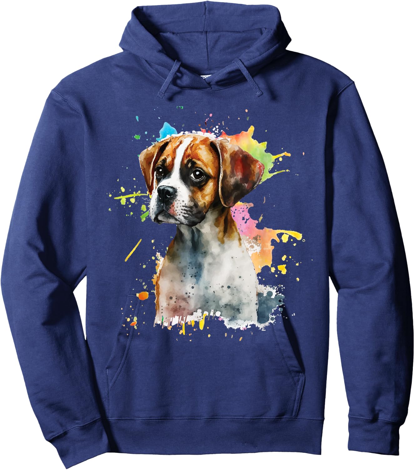 Splatter Boxer Dog - Dog Puppy Veterinarian Animal Breeder Hoodie - Hoodie | Navy