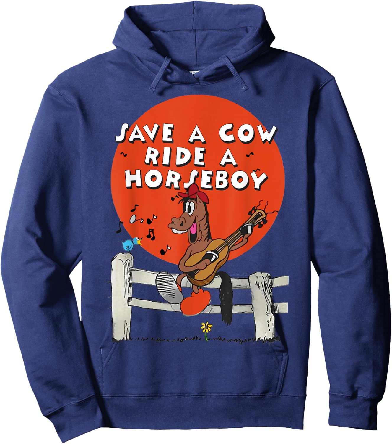 Save A Cow Ride A Horseboy Hoodie - Hoodie | Navy