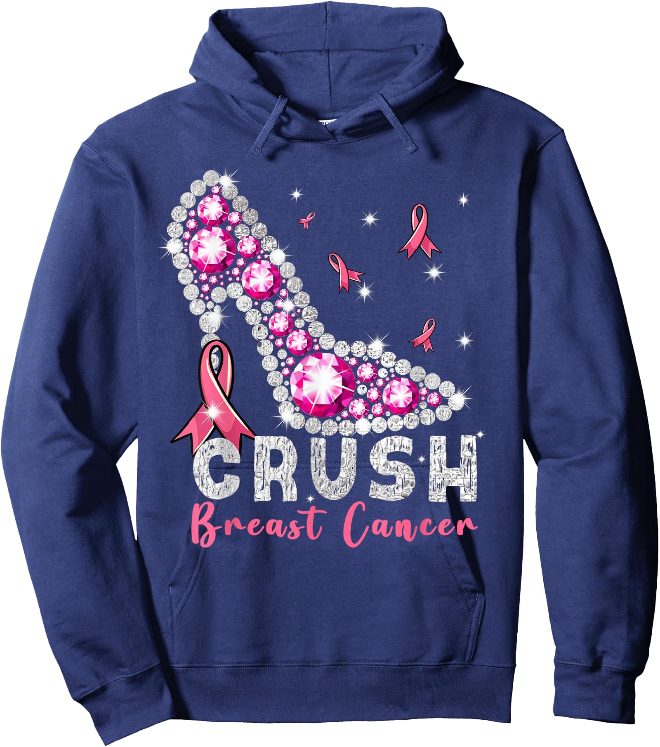 Crush Breast Cancer Awareness High Heels Pink Ribbon Cute Hoodie - Hoodie | Navy
