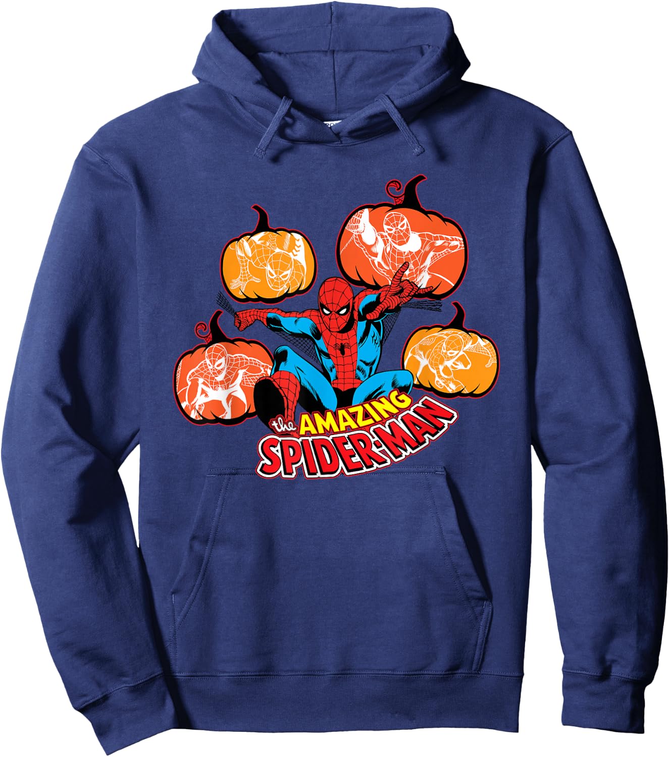Marvel Amazing Spider-Man Halloween Fall Pumpkins Comic Art Hoodie - Hoodie | Navy