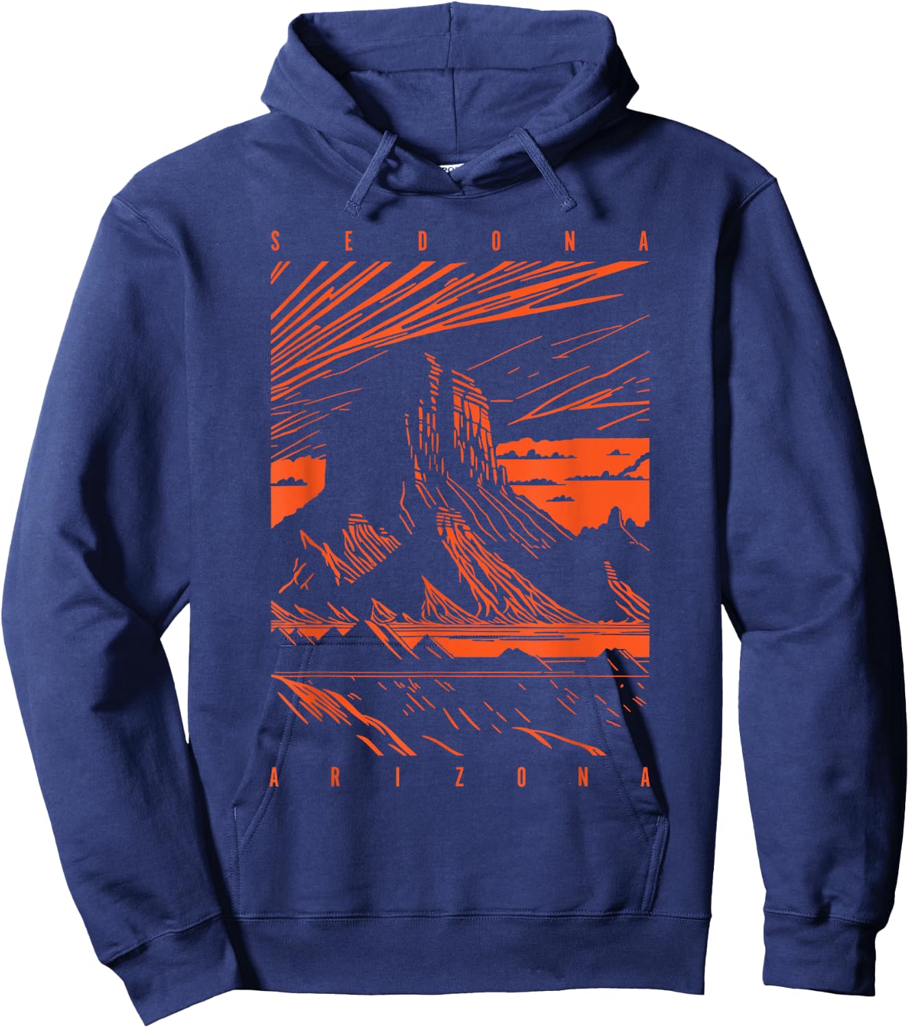Sedona Arizona Retro Sunset Scenic Red Rocks Butte Design Hoodie - Hoodie | Navy