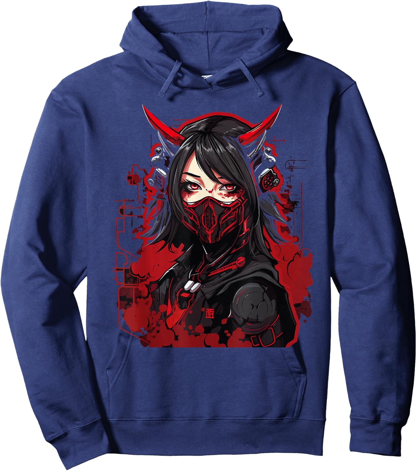 Anime Girl Gothic Waifu Japanese Aesthetic Kawaii Otaku Hoodie - Hoodie | Navy