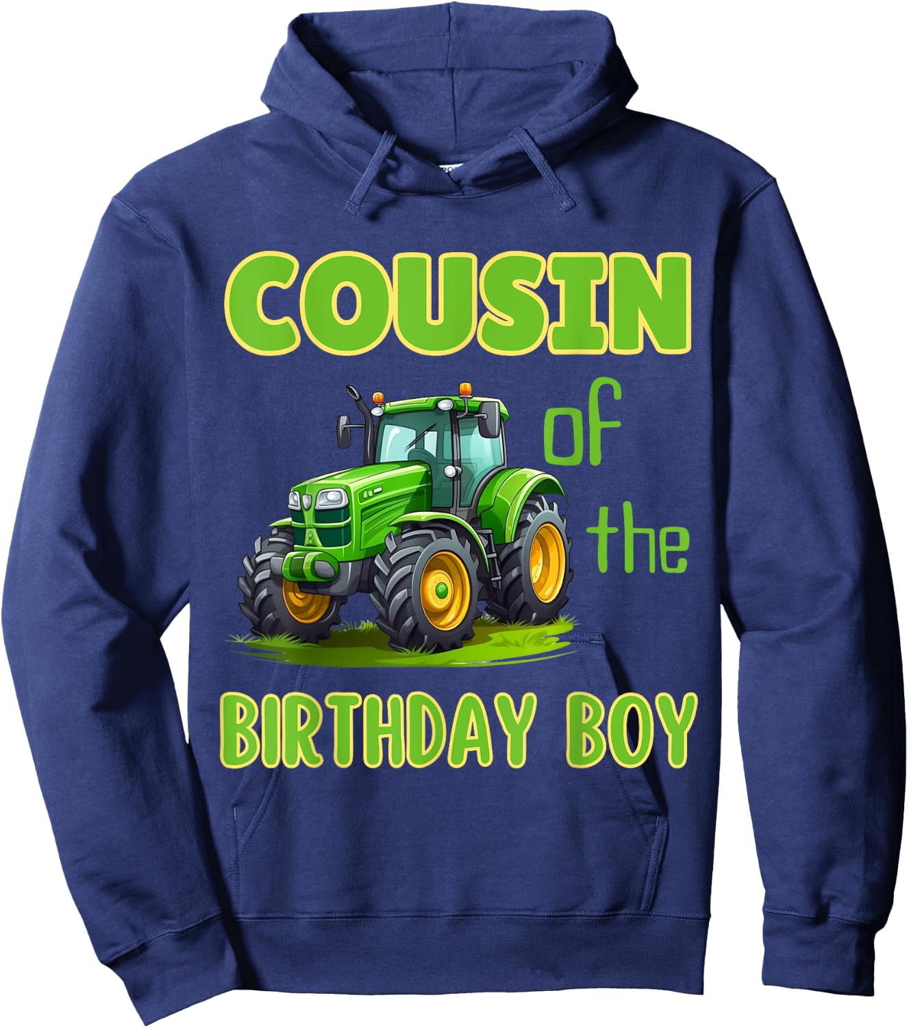 Cousin of Birthday Boy Family Tractors Party Farming Hoodie - Hoodie | Navy