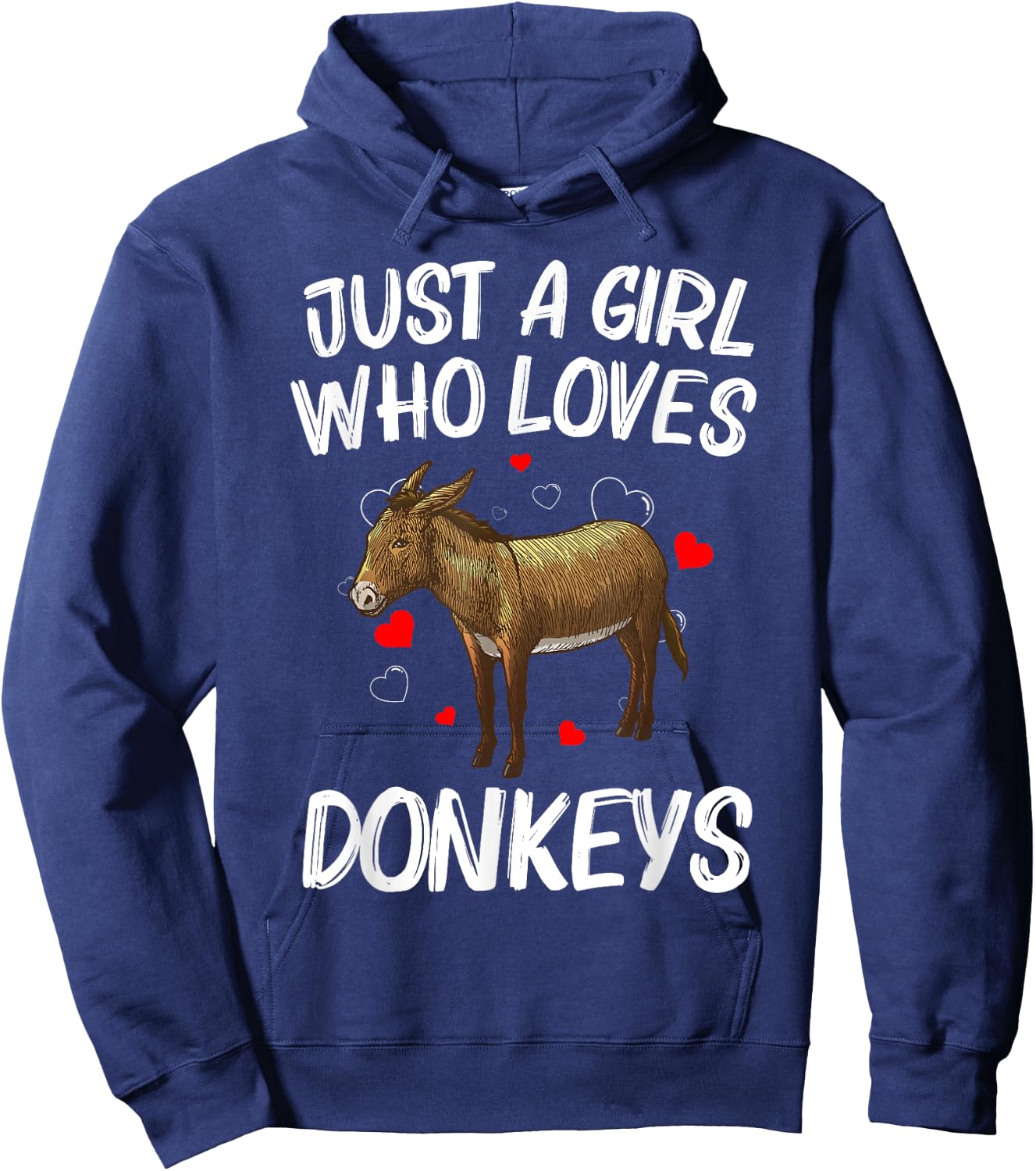 Funny Donkey Design Girls Mule Animal Farming Hoodie - Hoodie | Navy