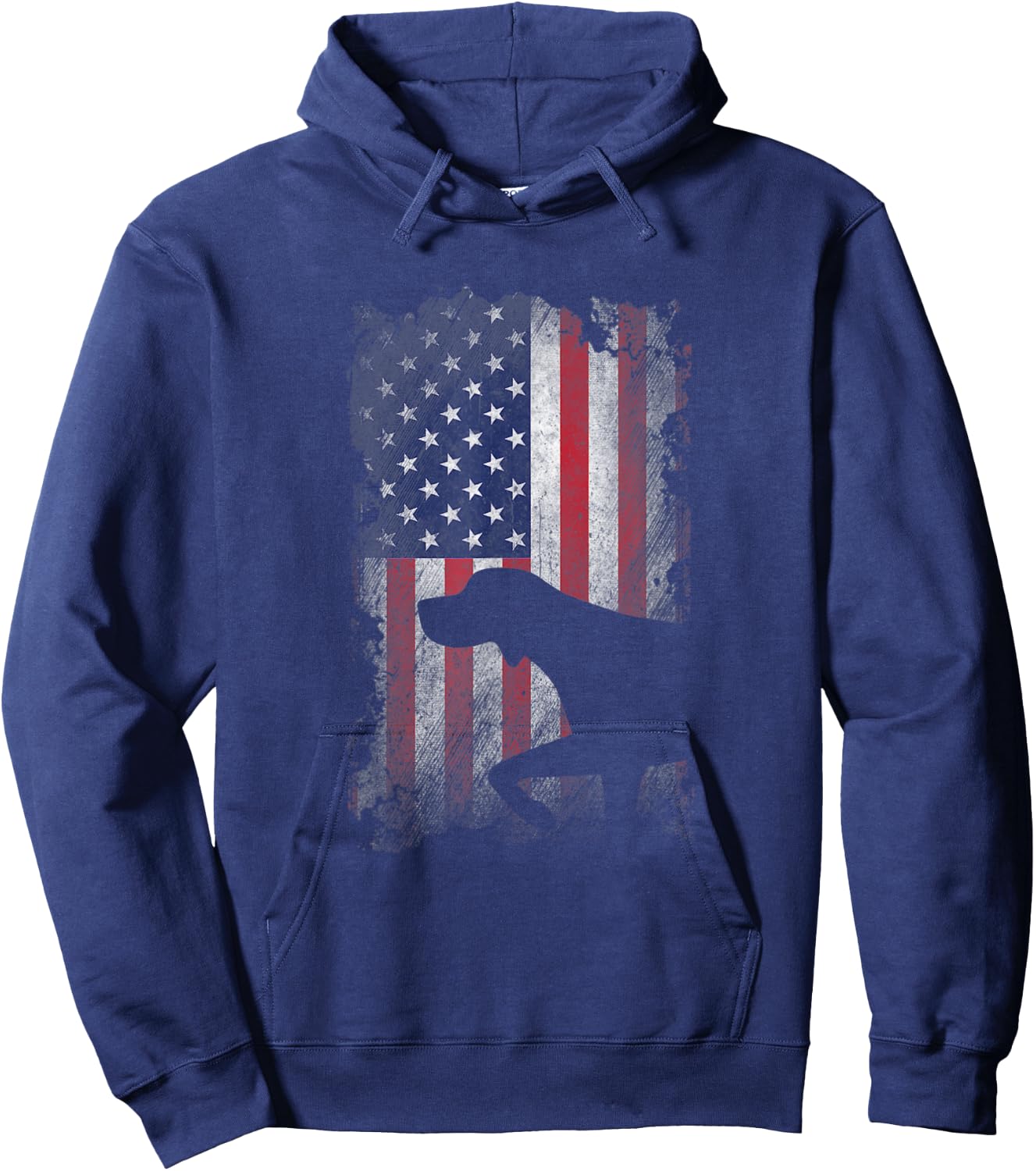 Patriotic German Shorthaired Pointer American Flag GSP Dog Hoodie - Hoodie | Navy