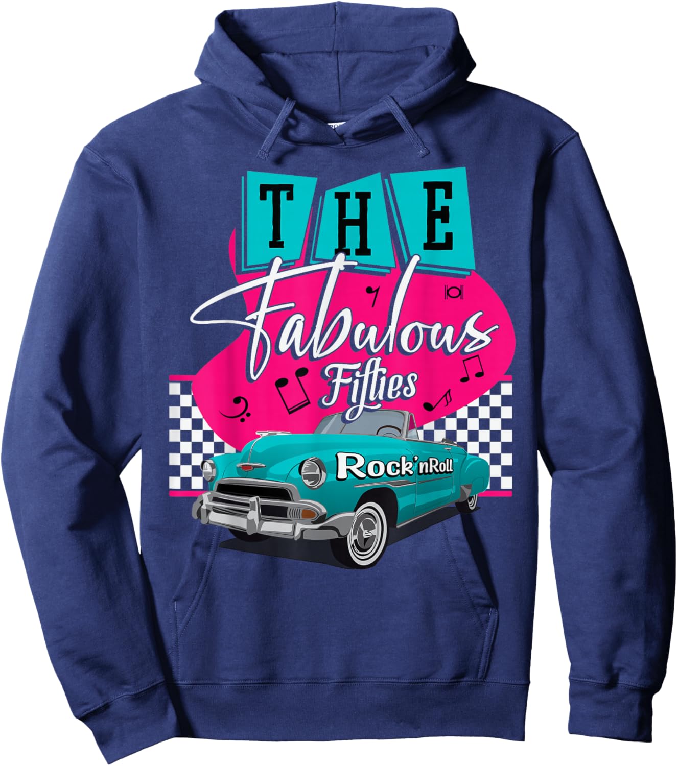 50s Hip Hop Retro 1950s Party Vintage Dance Car Fabulous Hoodie - Hoodie | Navy