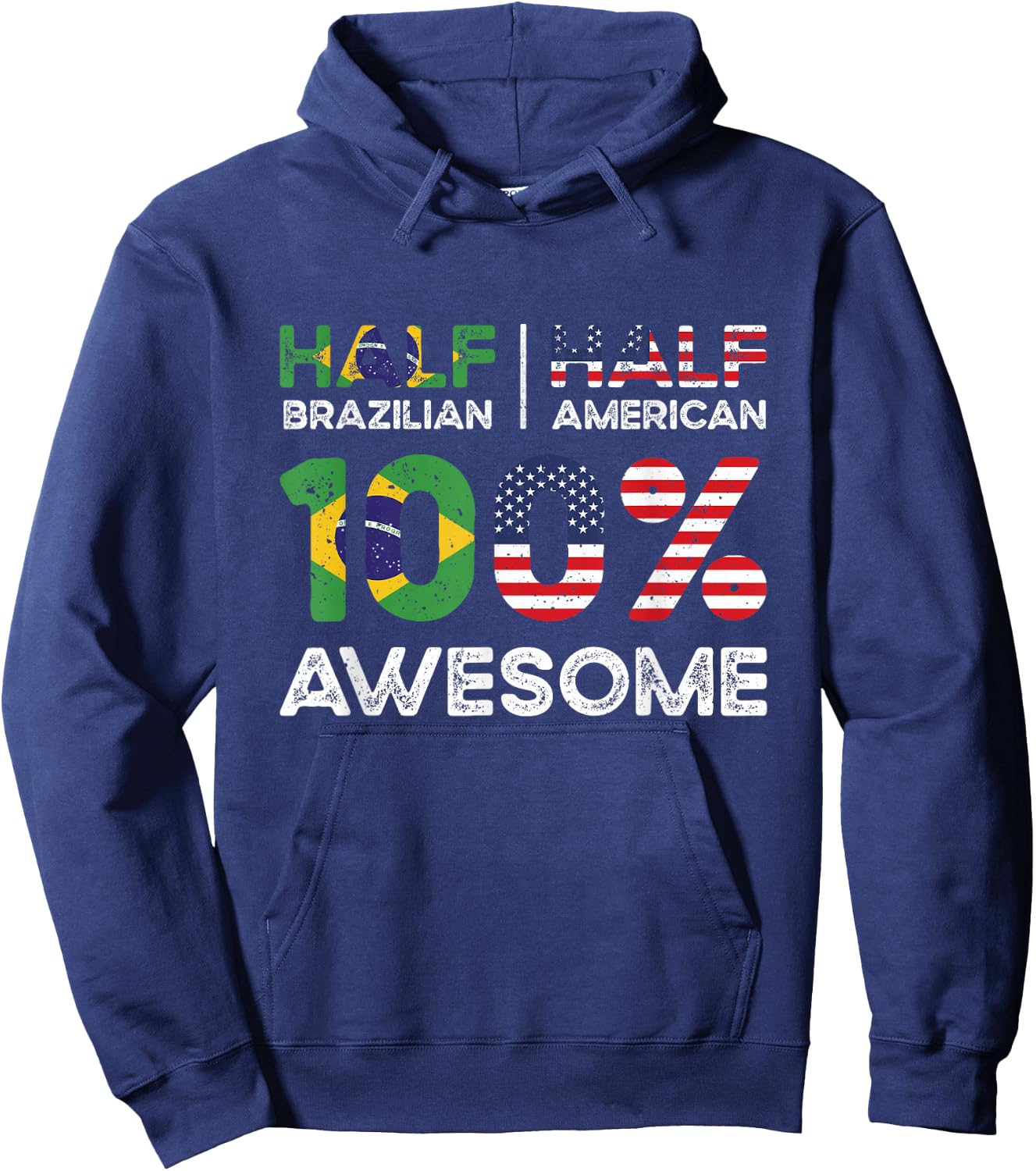 Brazilian American Patriot USA Grown Brazil US Flag Hoodie - Hoodie | Navy