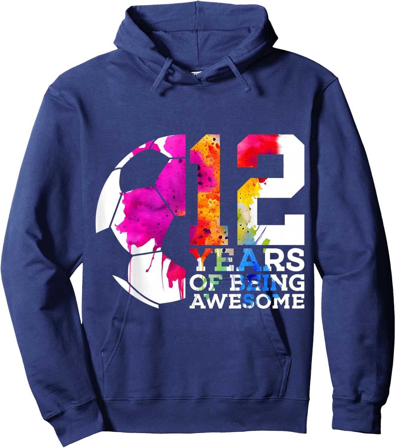 12 Years of Being Awesome Football 12th Birthday Hoodie - Hoodie | Navy