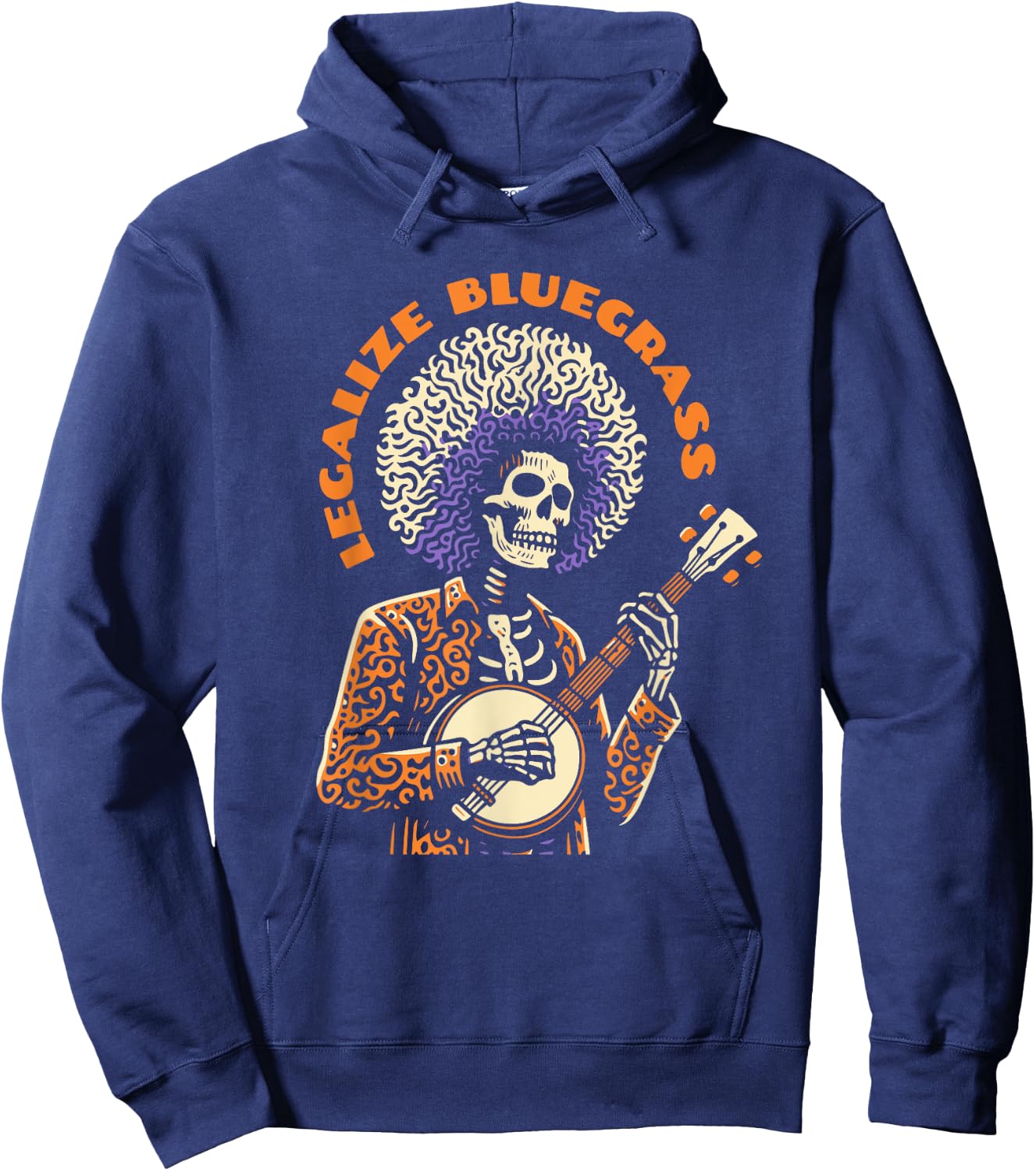Legalize Bluegrass Skeleton Banjo Man Fun Festival Hoodie - Hoodie | Navy