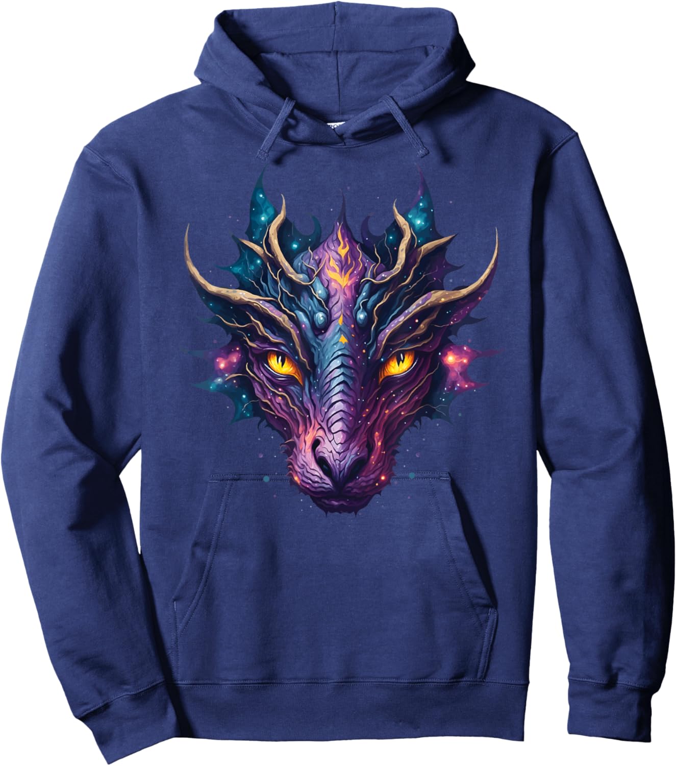 Galaxy Dragon Face Portrait Mythical Creature Graphic Hoodie - Hoodie | Navy