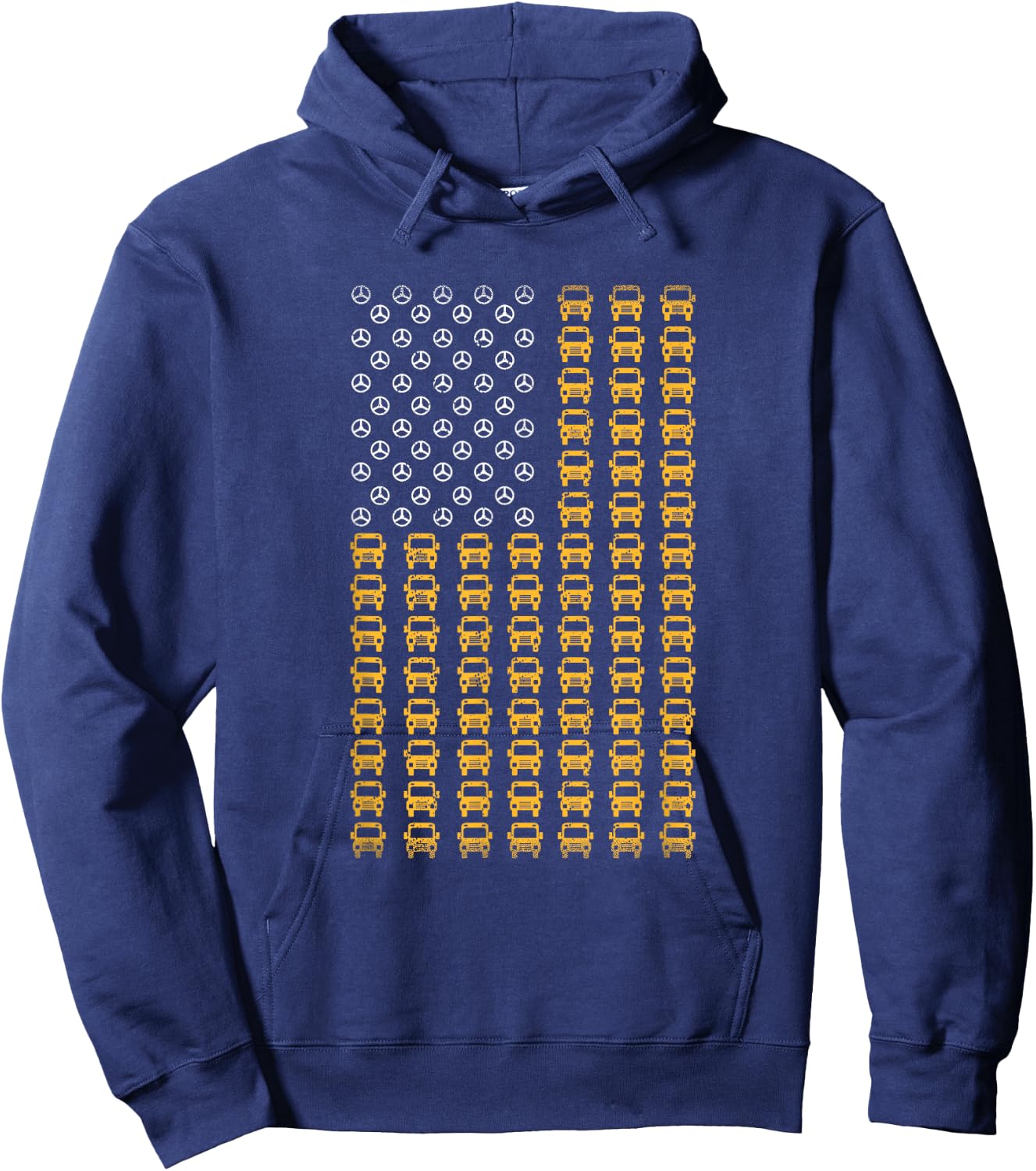 American Flag School Bus Driver - Patriotic Bus Driver USA Hoodie - Hoodie | Navy