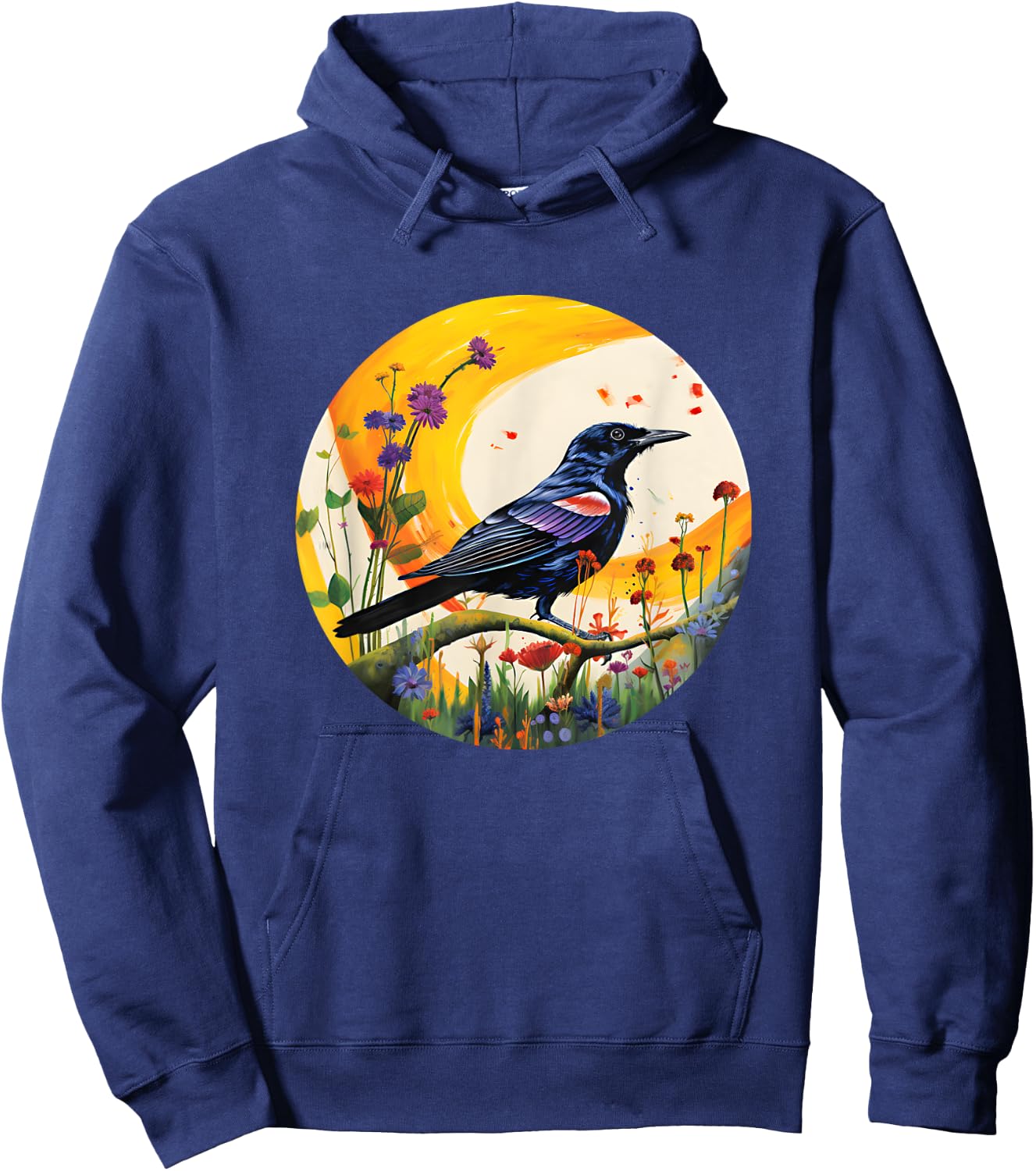 Backyard Birder Watching Watchers Birding Redwing Blackbird Hoodie - Hoodie | Navy