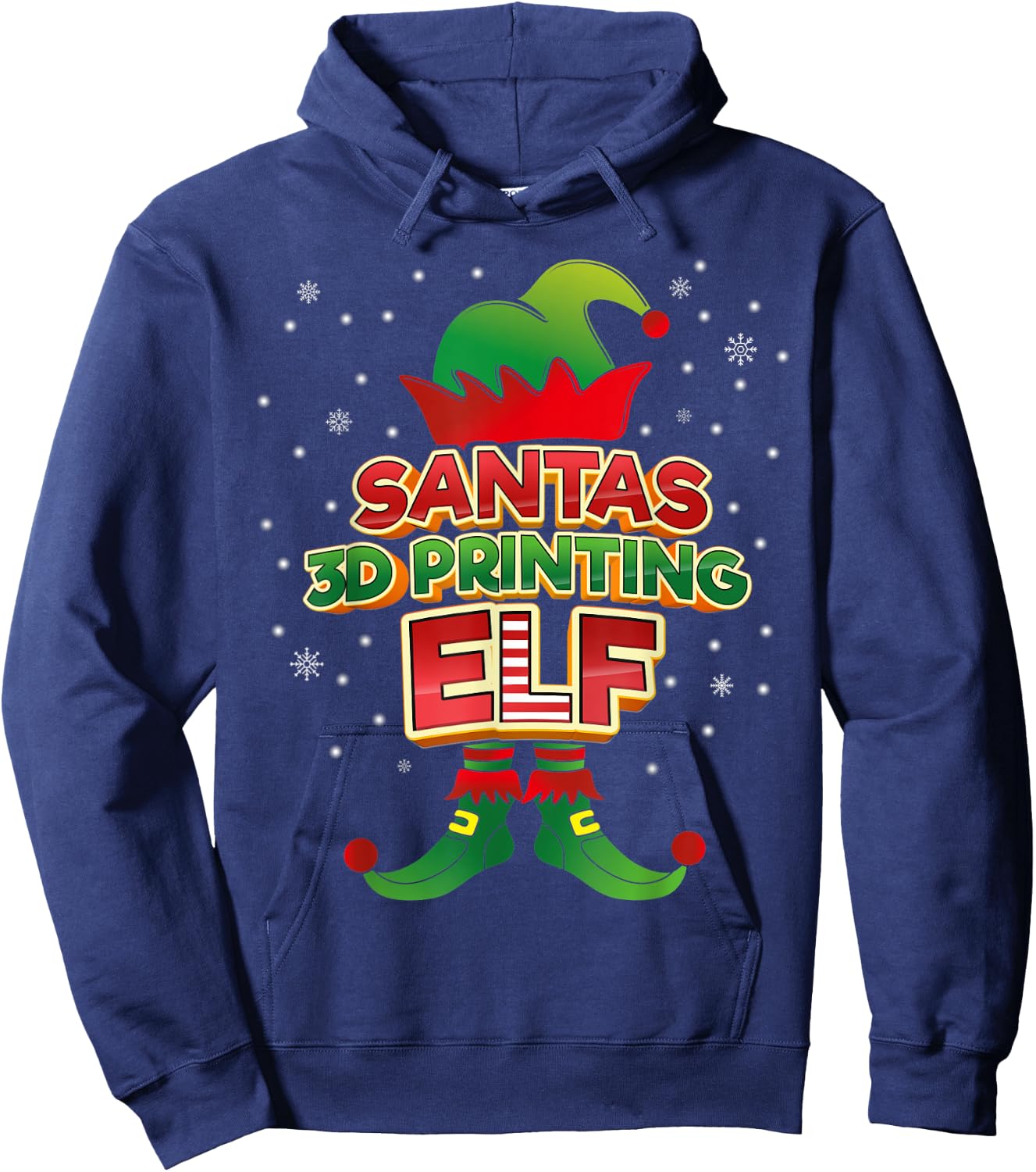 3D Printing Elf Christmas Matching Costumes X-Mas Hoodie - Hoodie | Navy